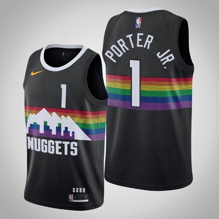 NBA Men Denver Nuggets Black City #1 PORTER JR Jersey High Quality Name and Number Print - leoleo123123