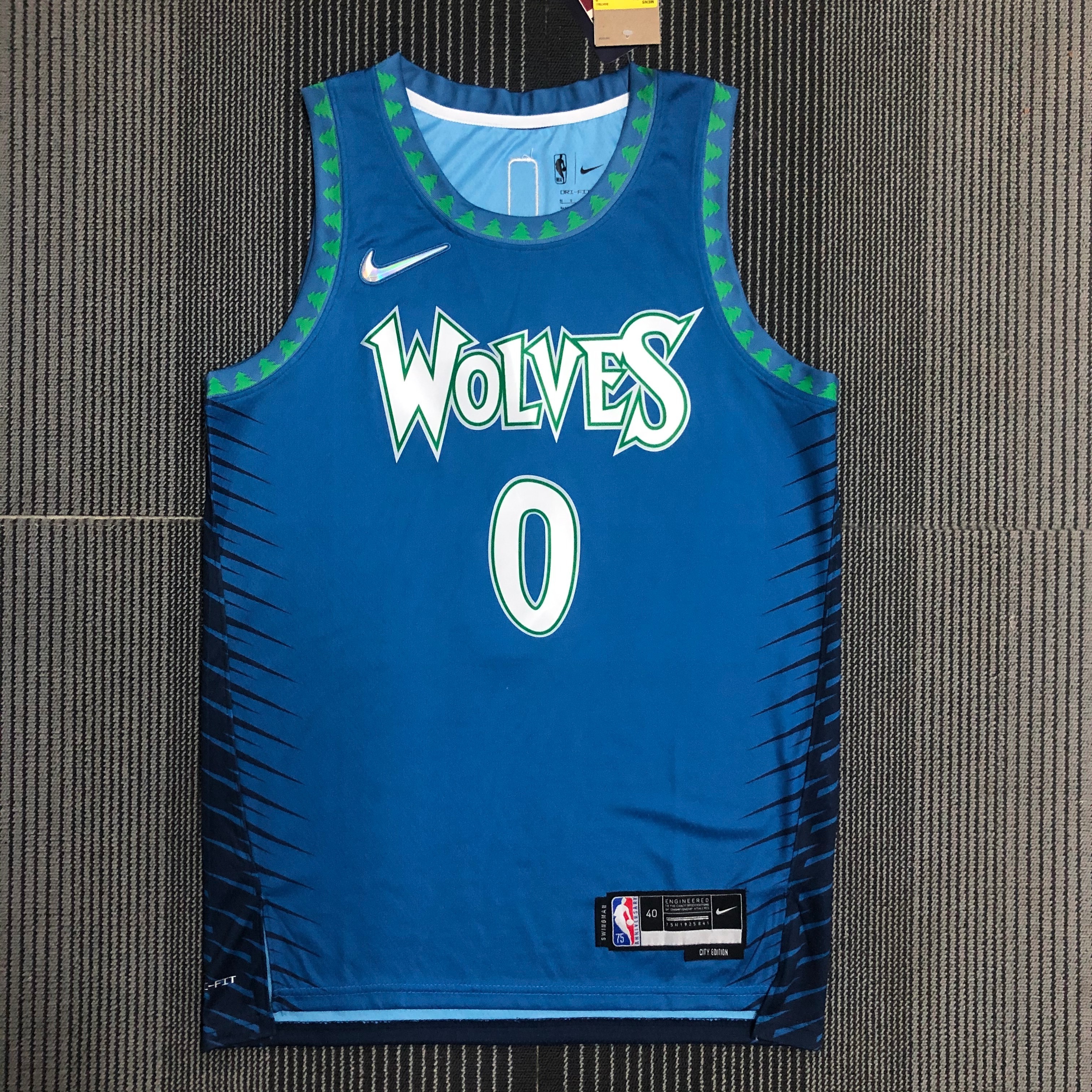 NBA Men 75th Anniversary Minnesota Timberwolves Blue #0 RUSSELL Jersey High Quality Name and Number Print - leoleo123123