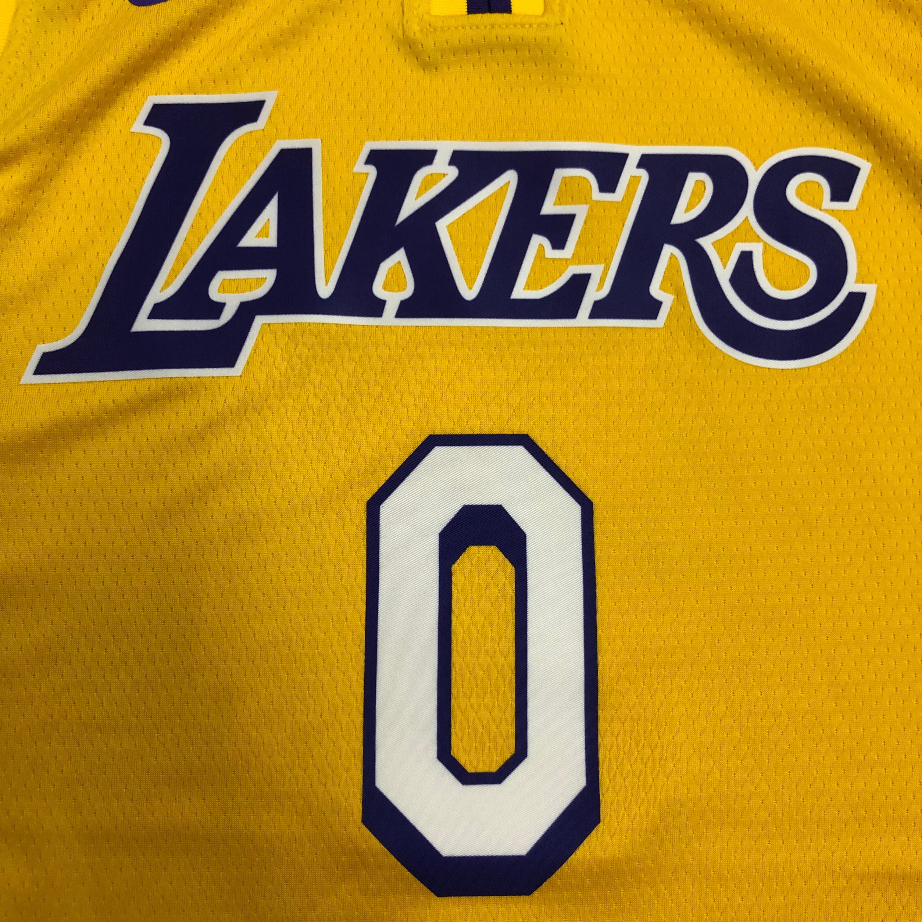 NBA Men Los Angeles Lakers #0 WESTBROOK Yellow V-neck Jersey High Quality Name and Number Print - leoleo123123