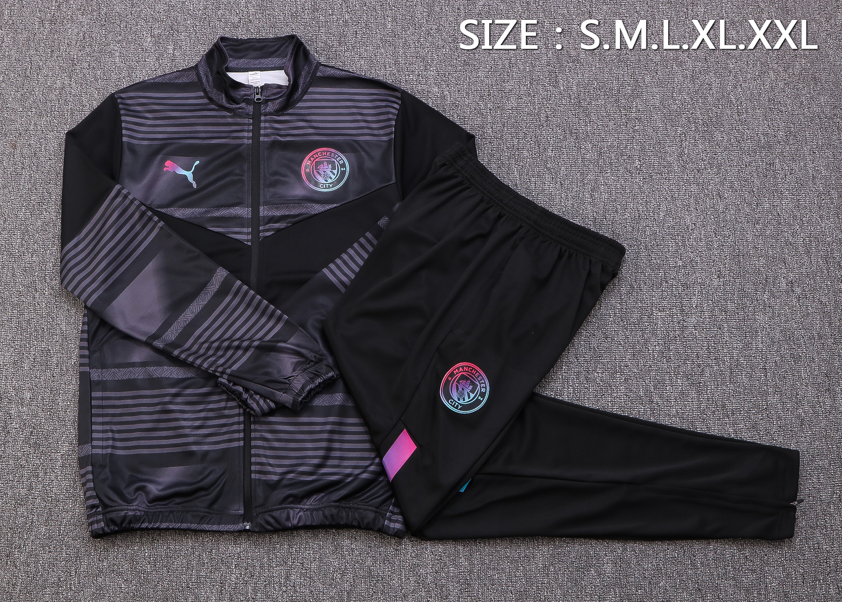 22-23 Man City Black and Dark Grey Jacket Tracksuit Thai Quality - leoleo123123
