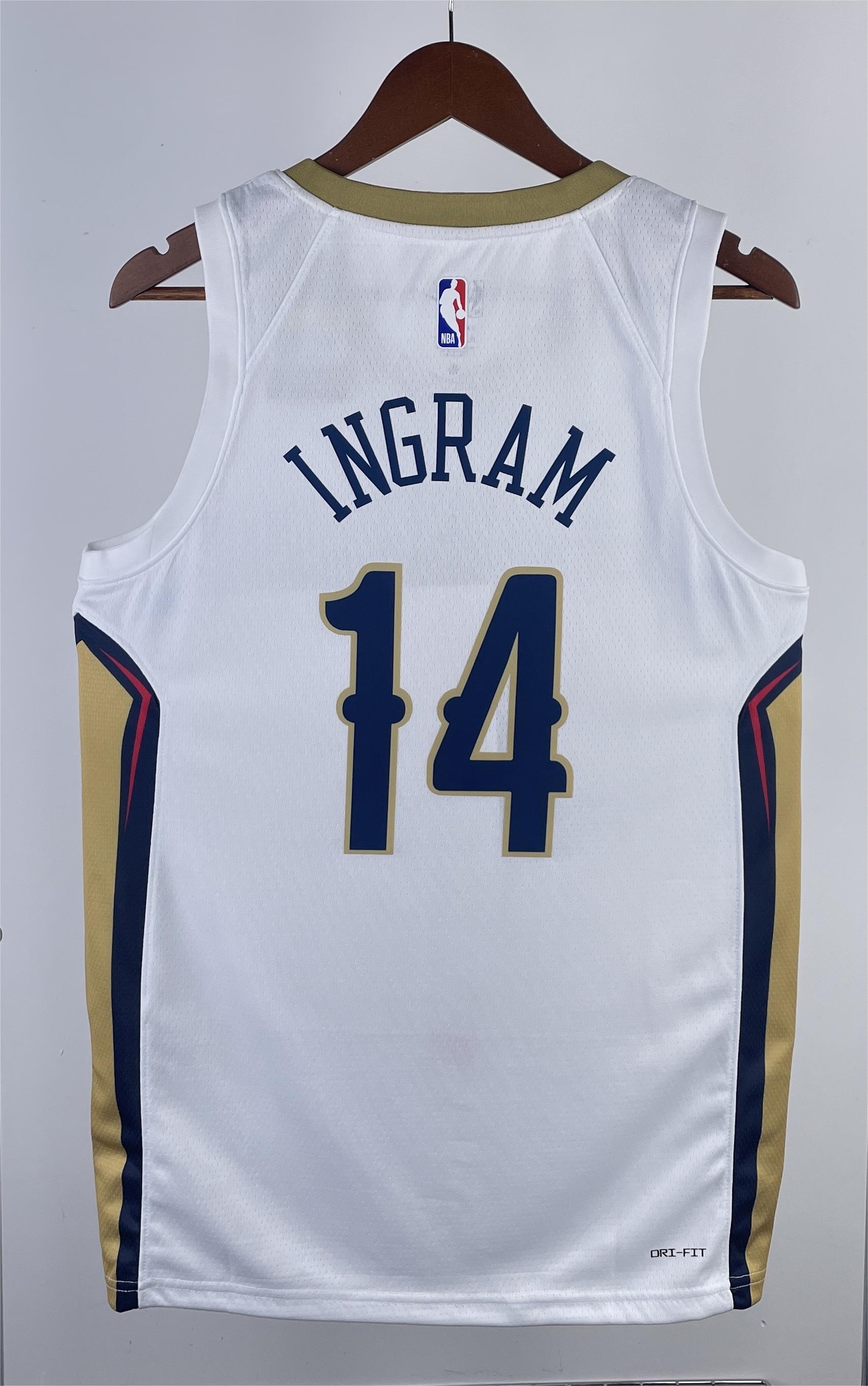 NBA Men 2022/23 New Orleans Pelicans White #14 INGRAM Jersey High Quality Name and Number Print - leoleo123123