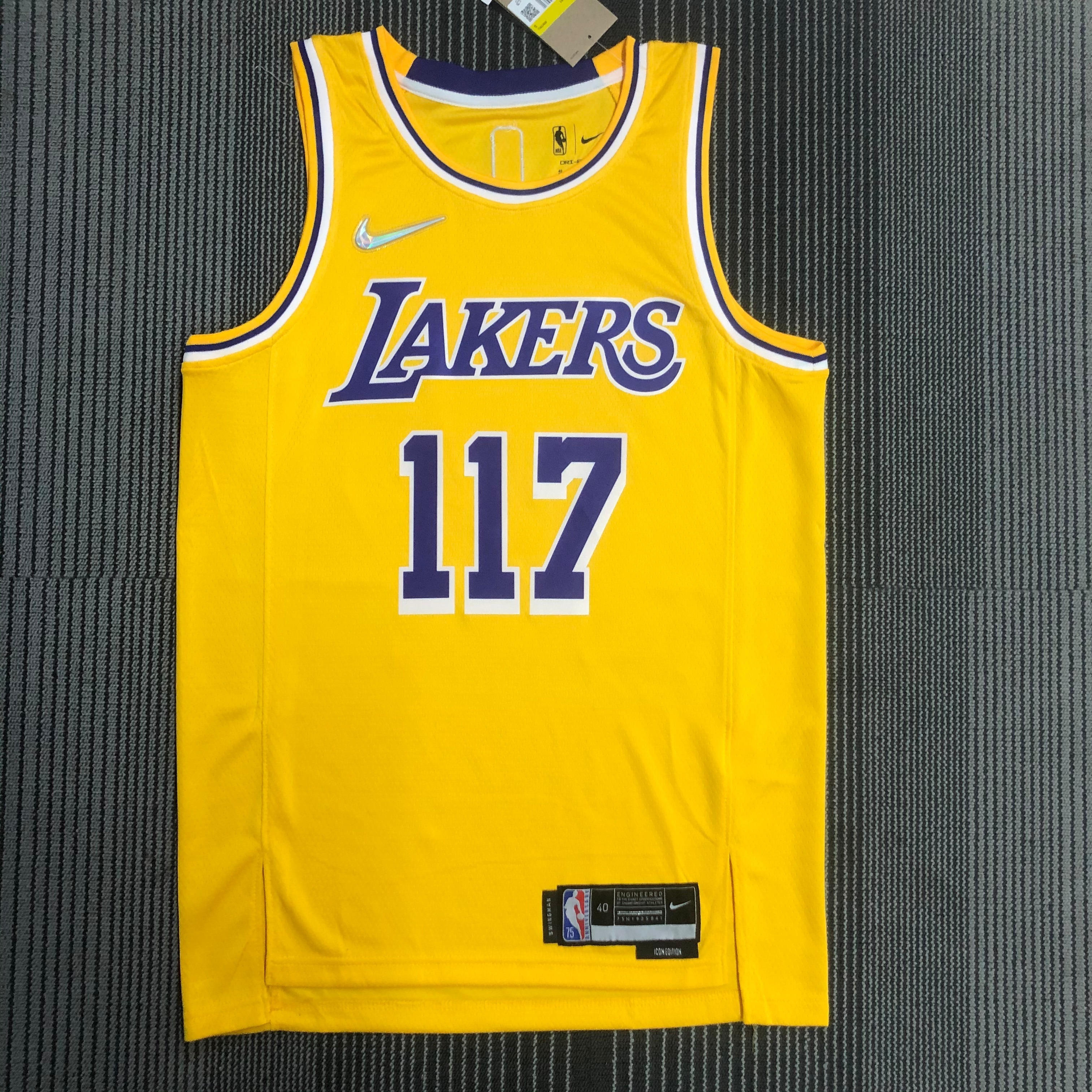 NBA 75th Anniversary X-BOX Los Angeles Lakers Yellow Round Neck #117 Jersey High Quality Name and Number Print - leoleo123123