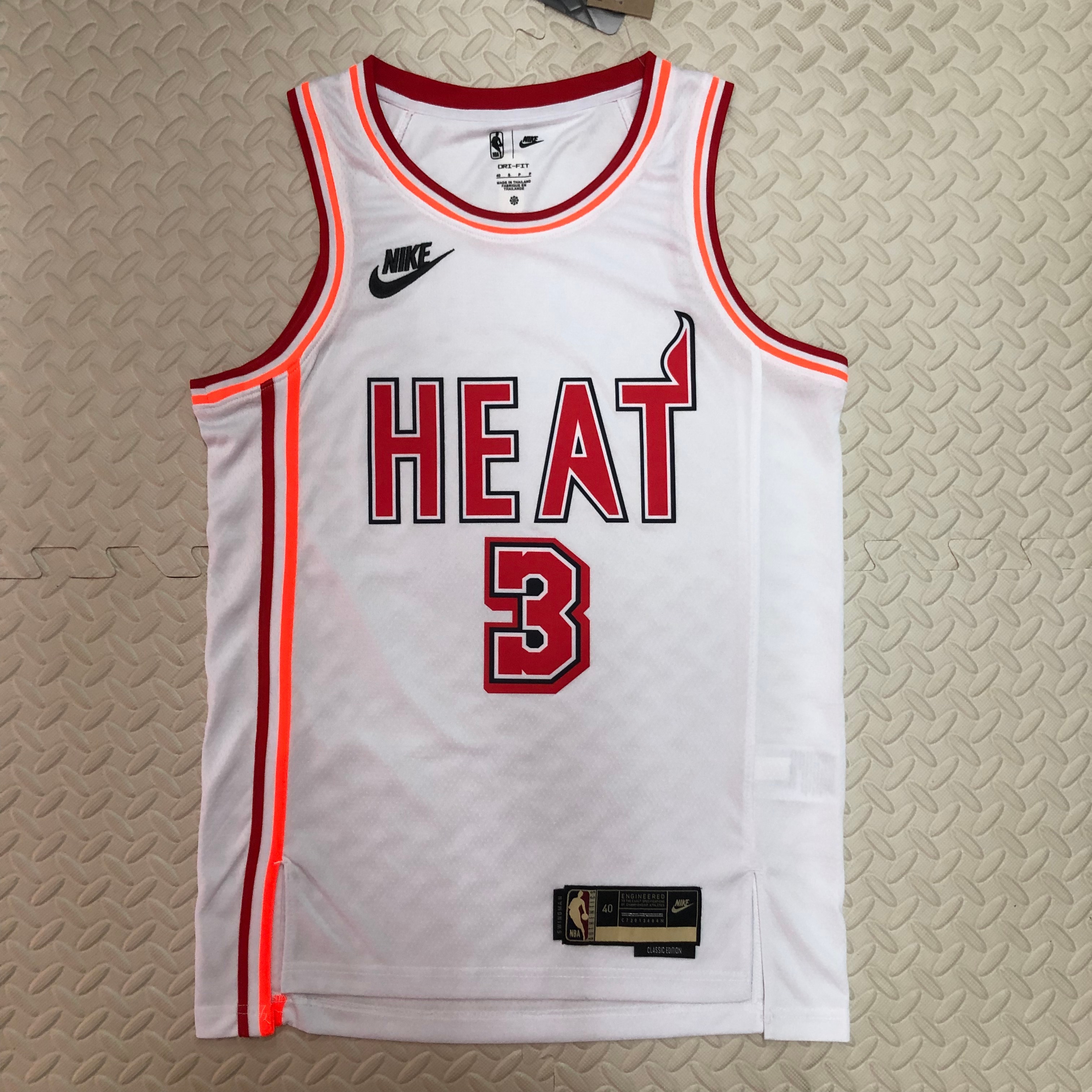 NBA Men Season 2023 Miami Heat White Retro #3 WADE Jersey High Quality Name and Number Print - leoleo123123