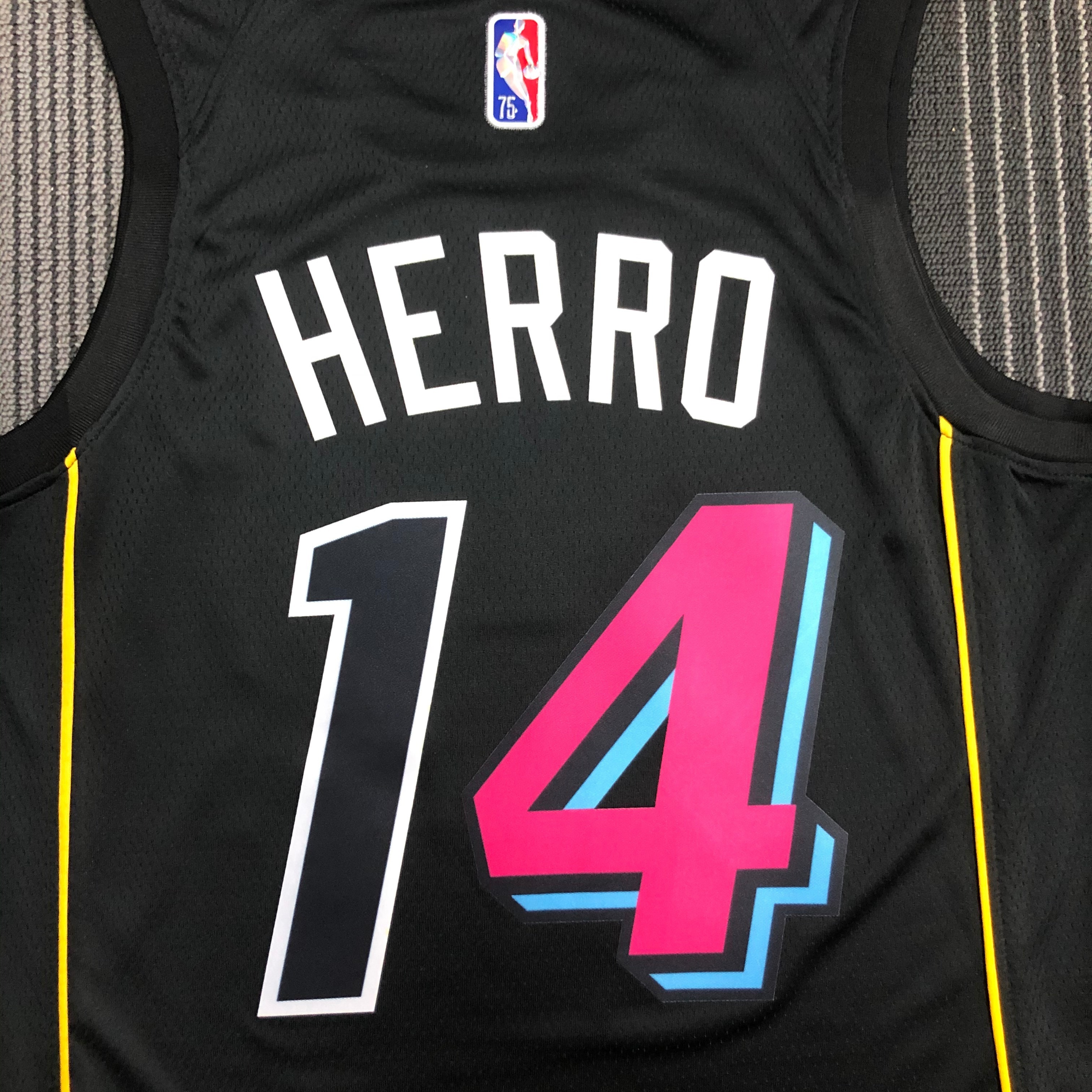 NBA Men 75th Anniversary Season 2022 Miami Heat Black #14 HERRO Jersey High Quality Name and Number Print - leoleo123123