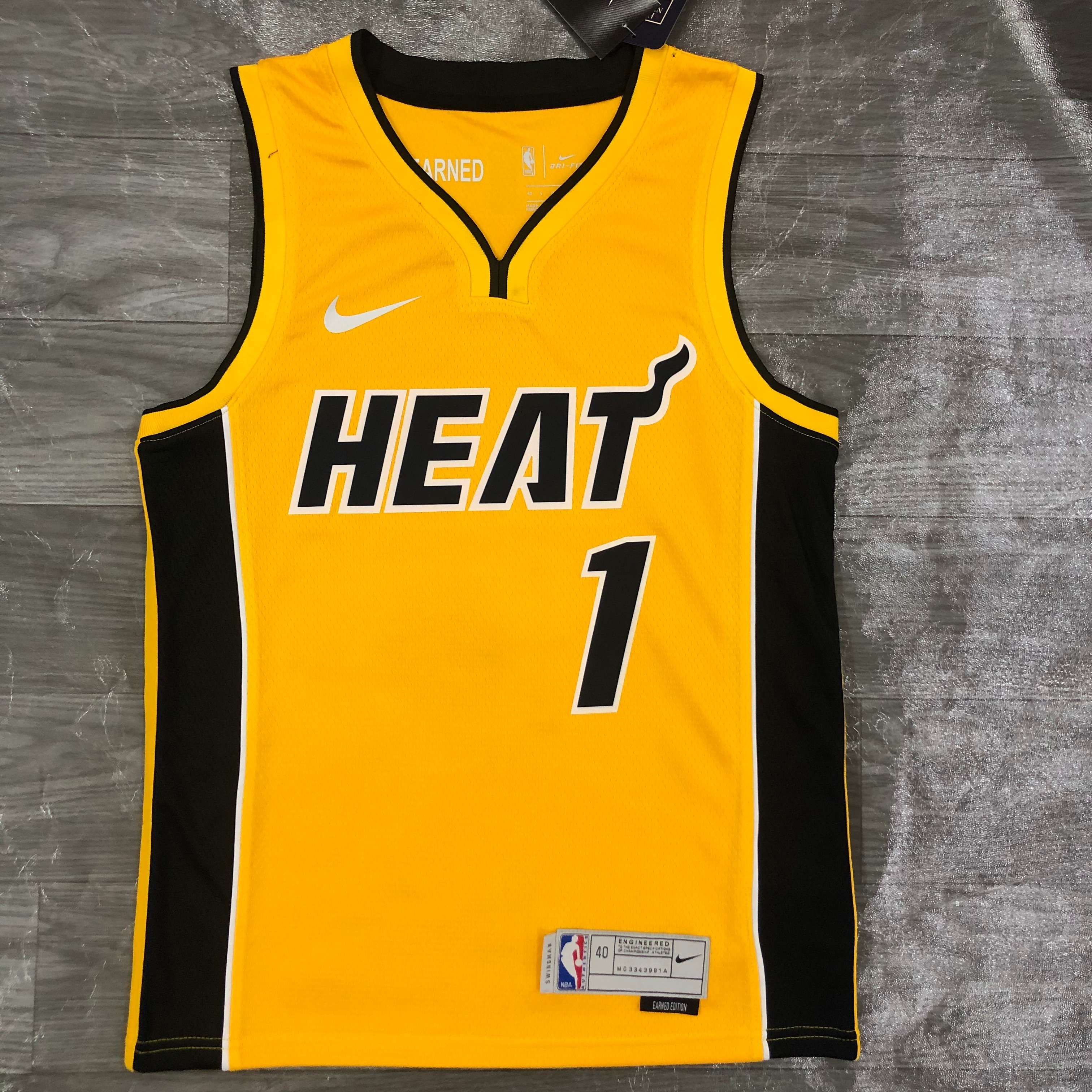 NBA Men Season 2021 Miami Heat Yellow Award Version #1 BOSH Jersey High Quality Name and Number Print - leoleo123123