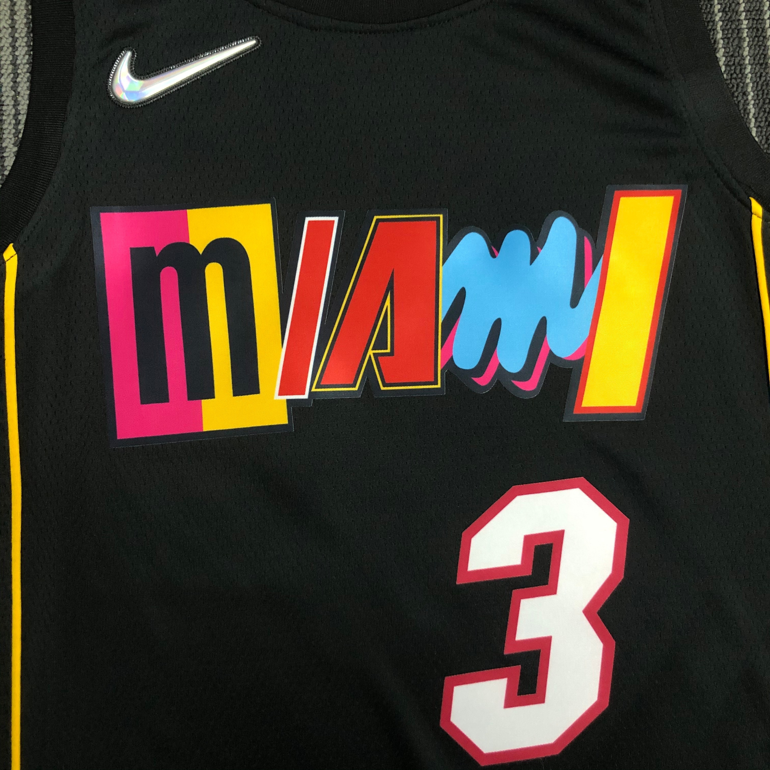 NBA Men 75th Anniversary Season 2022 Miami Heat Black #3 WADE Jersey High Quality Name and Number Print - leoleo123123