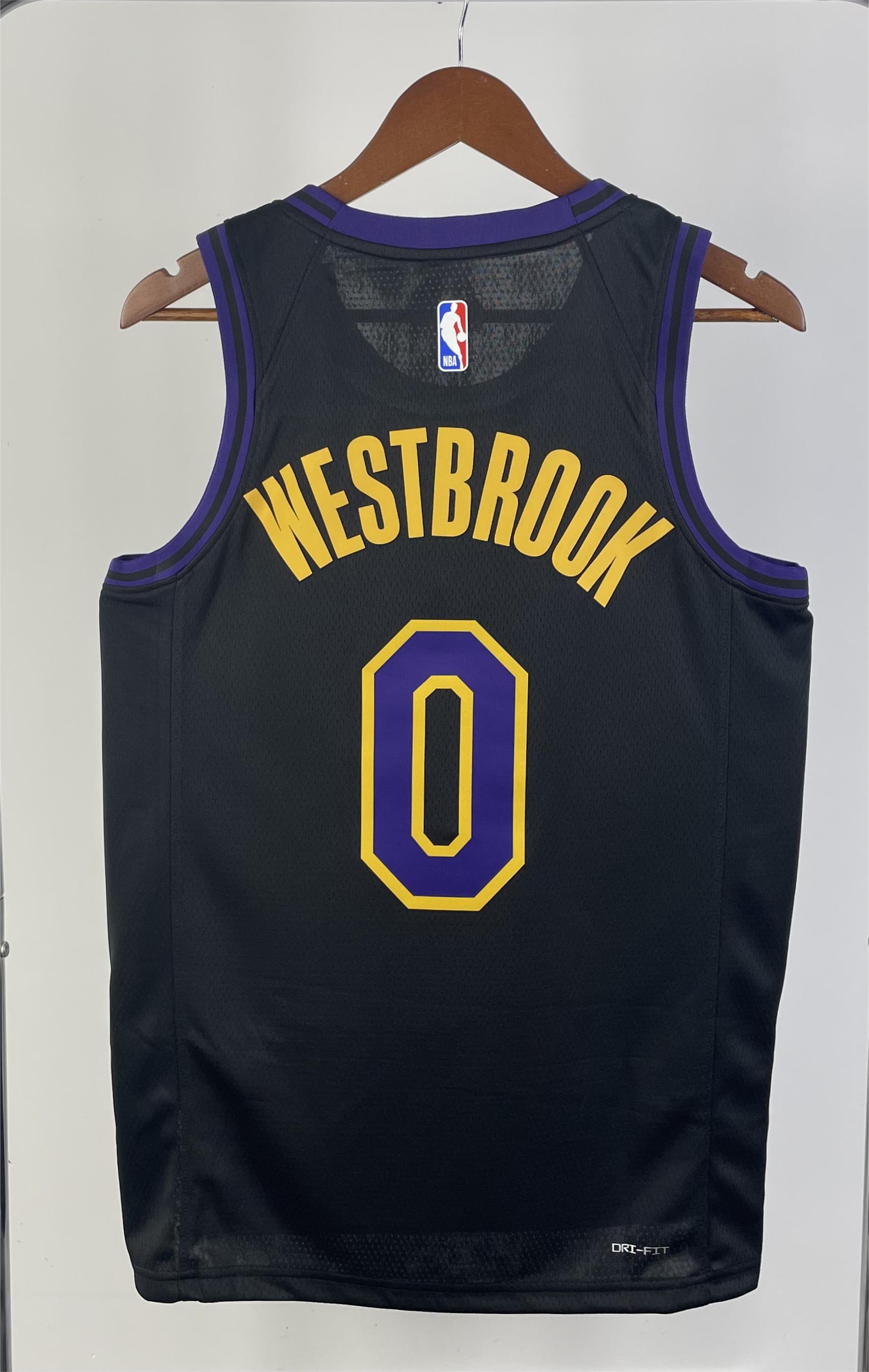 NBA Men 2024 Los Angeles Lakers Black City Version #0 WESTBROOK Jersey High Quality Name and Number Print - leoleo123123