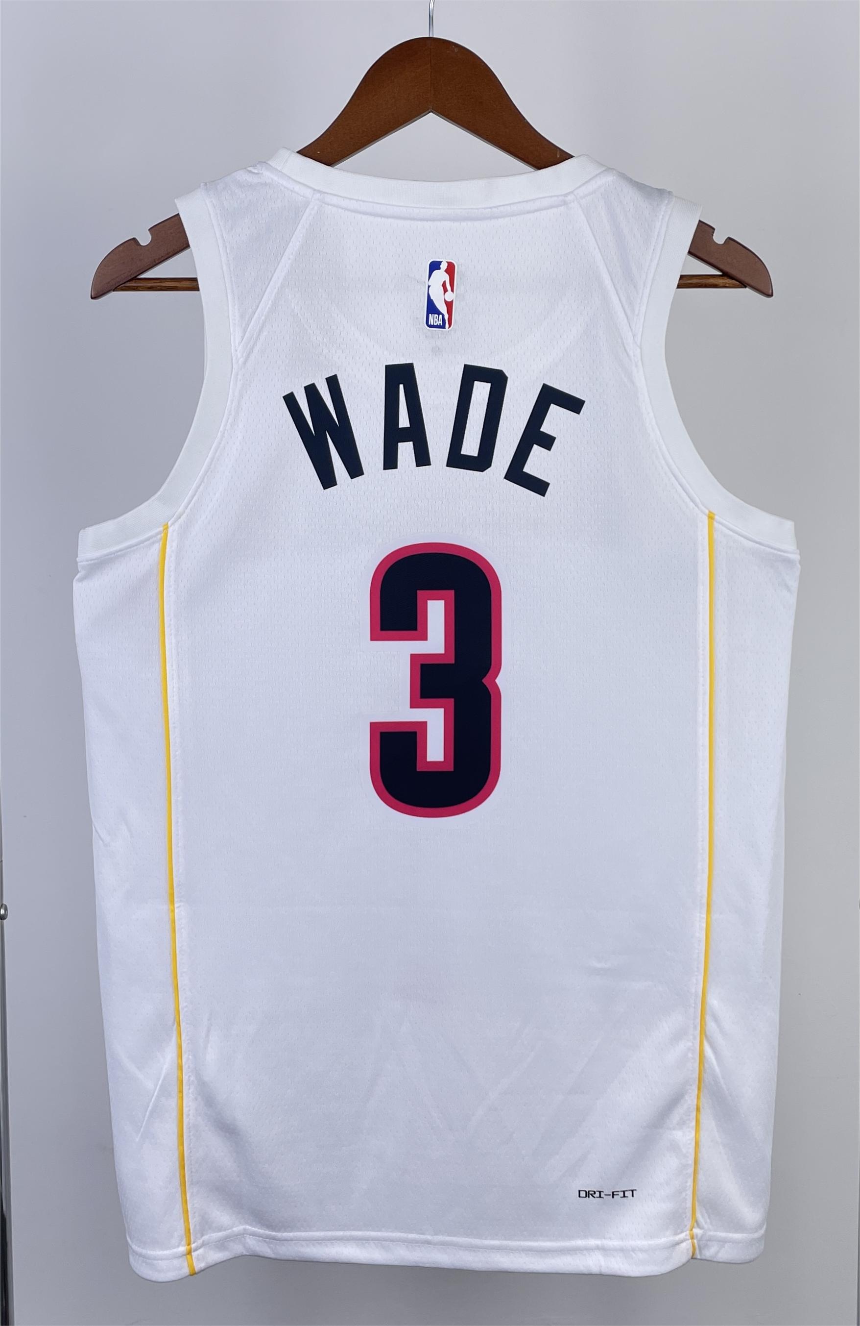 NBA Men Season 2023 Miami Heat White #3 WADE Jersey High Quality Name and Number Print - leoleo123123