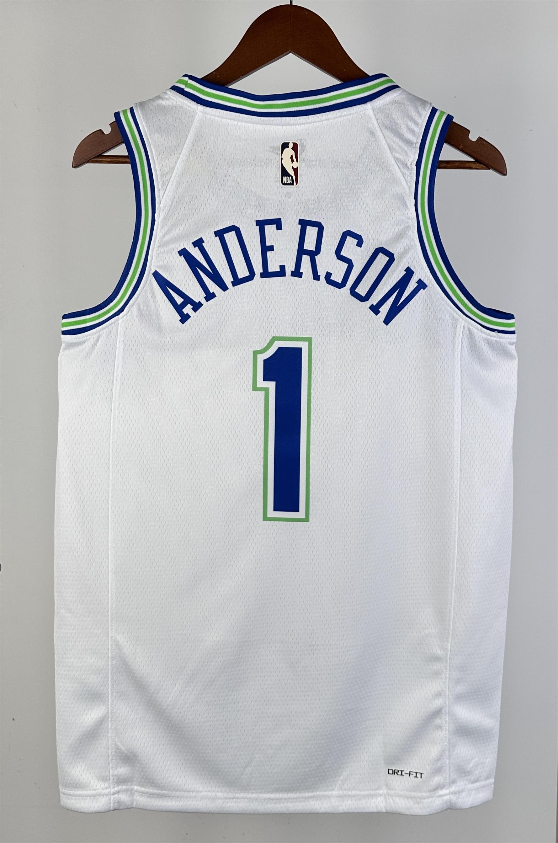 NBA Men 2024 Minnesota Timberwolves Retro White #1 ANDERSON Jersey High Quality Name and Number Print - leoleo123123