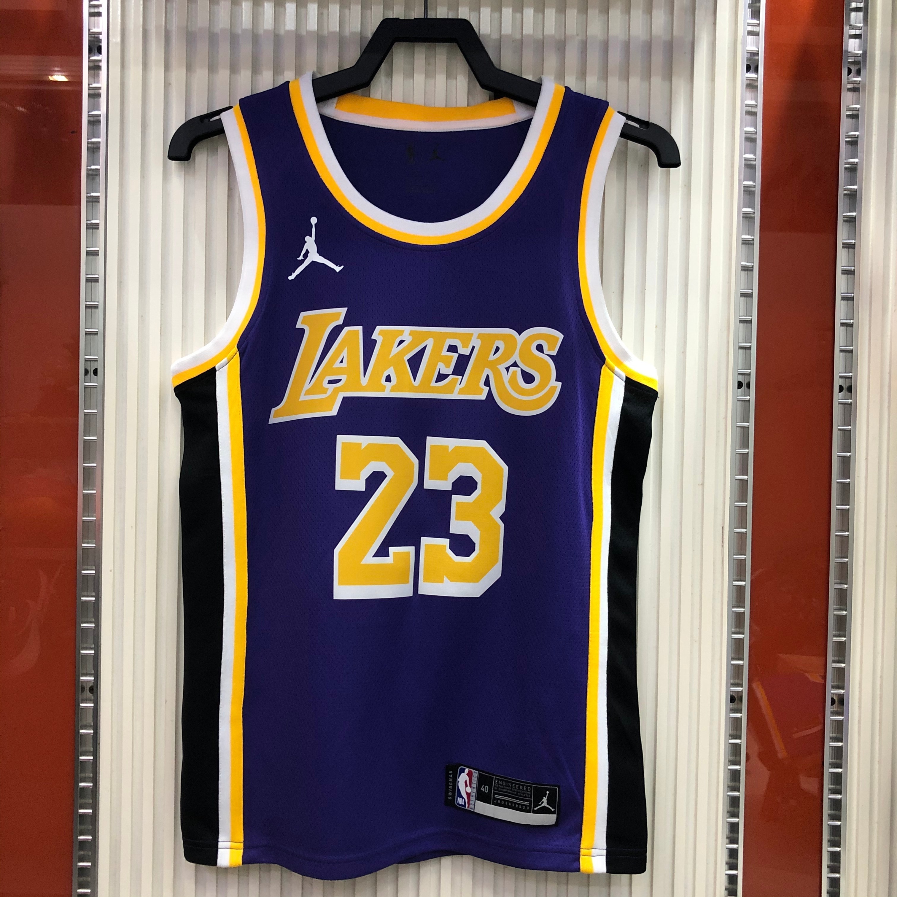 NBA Men Season 2021 Los Angeles Lakers #23 JAMES Purple Round Neck with Jordan logo Jersey High Quality Name and Number Print - leoleo123123