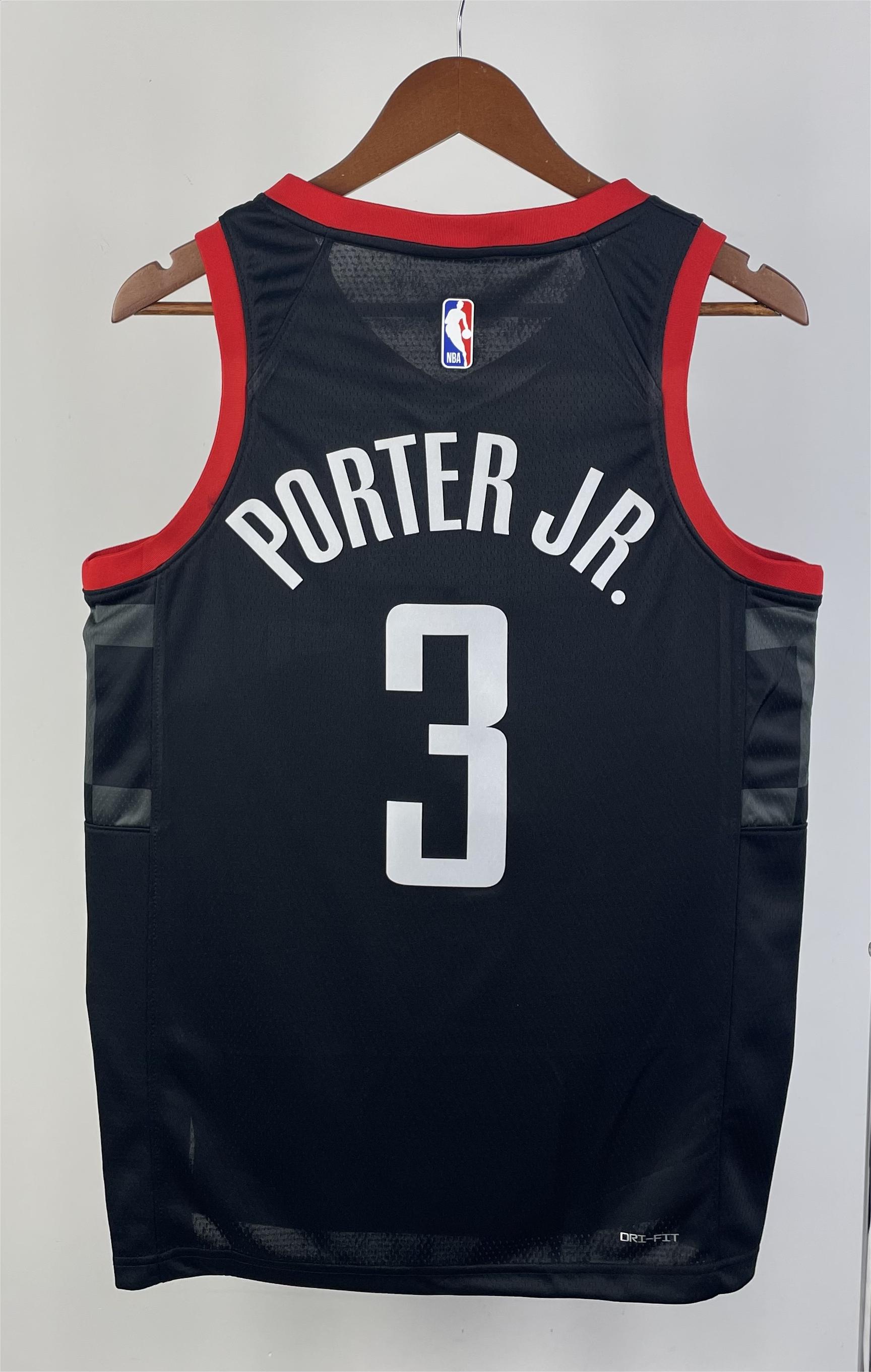 NBA Men 2024 Houston Rockets Black #3 PORTER JR. Classics Swingman Jersey - leoleo123123