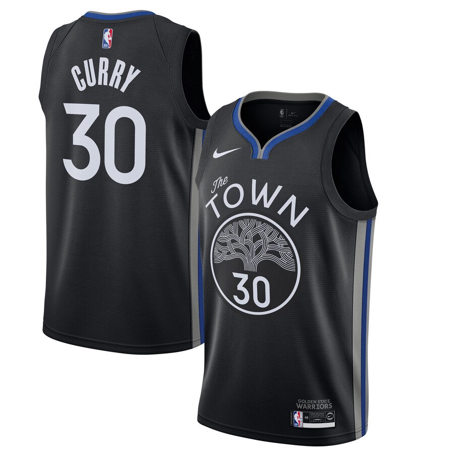 NBA Men Golden State Warriors 19-20 Season Black #30 CURRY Jersey High Quality Name and Number Print - leoleo123123