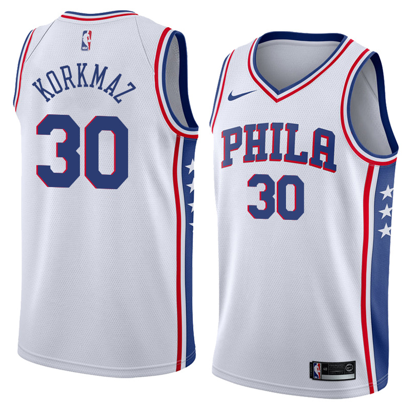 NBA Men Philadelphia 76ers White #30 KORKMAZ Jersey High Quality Name and Number Print - leoleo123123