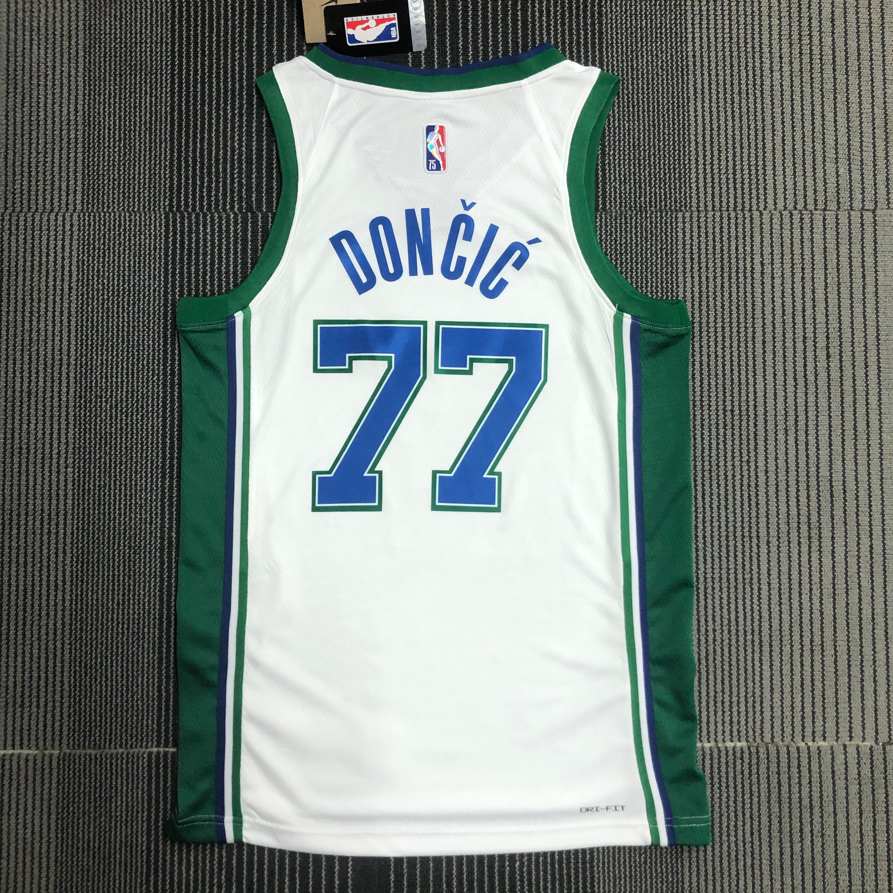 NBA Men 75th Anniversary Season 2022 Dallas Mavericks White #77 DONCIC Jersey High Quality Name and Number Print - leoleo123123