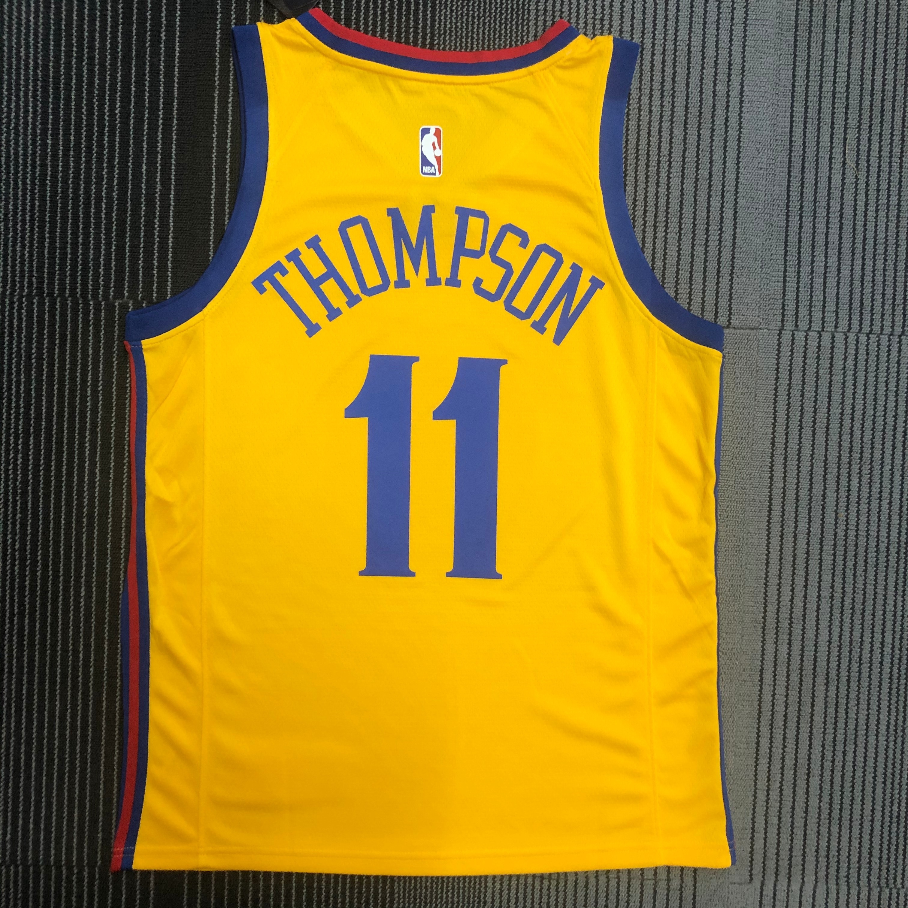 NBA Men Season 2018 Dragon Version Golden State Warriors Yellow #11 THOMPSON Jersey High Quality Name and Number Print - leoleo123123