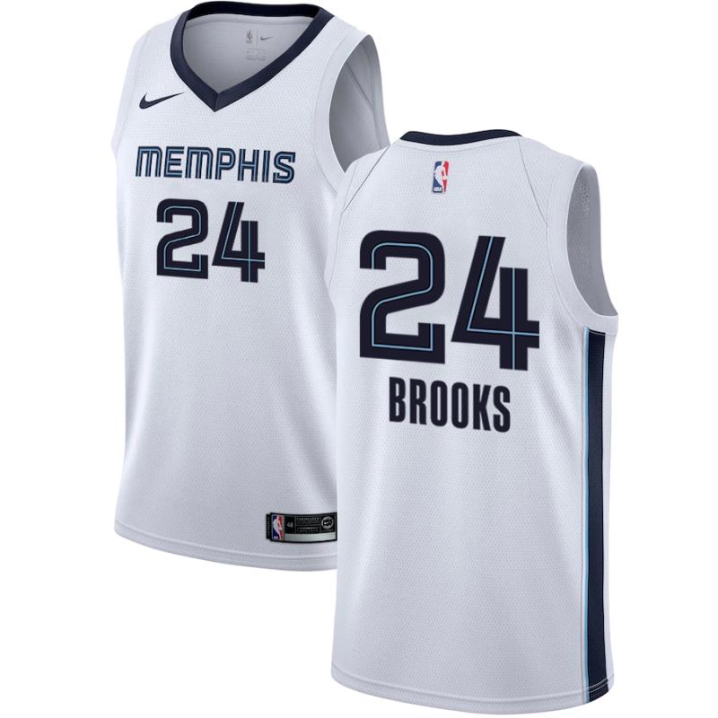 NBA Men Memphis Grizzlies White #24 BROOKS Jersey High Quality Name and Number Print - leoleo123123