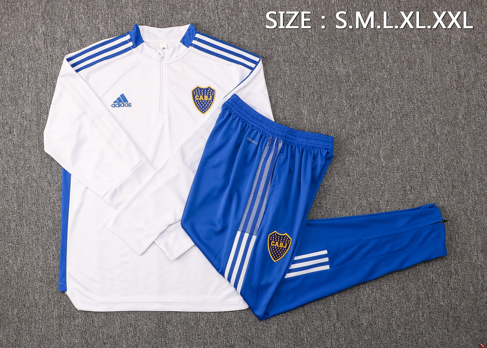 21-22 Boca White with Zipper Sweater Tracksuit Thai Quality - leoleo123123