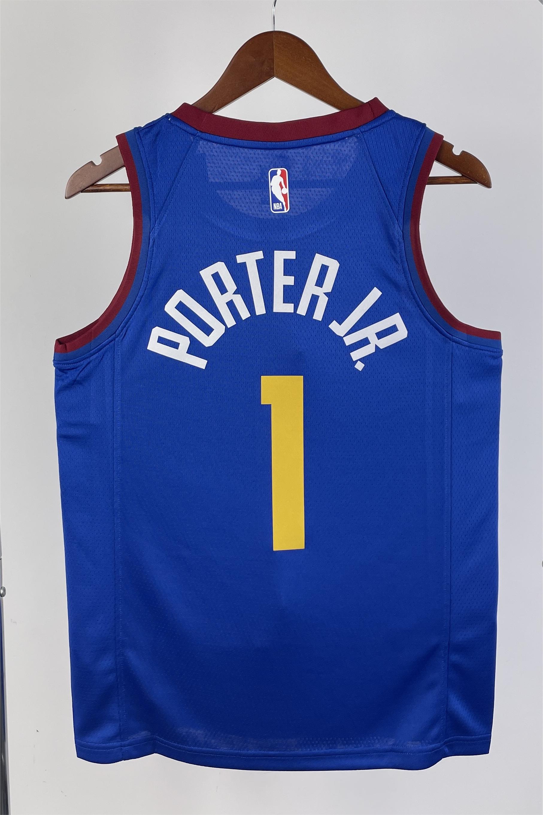 NBA Men Season 2021 Denver Nuggets Blue with Jordan Logo #1 PORTER JR. Jersey High Quality Name and Number Print - leoleo123123