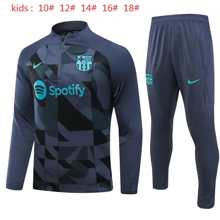 23/24 Barcelona Kids Dark Grey Sweater Tracksuit Thai Quality - leoleo123123