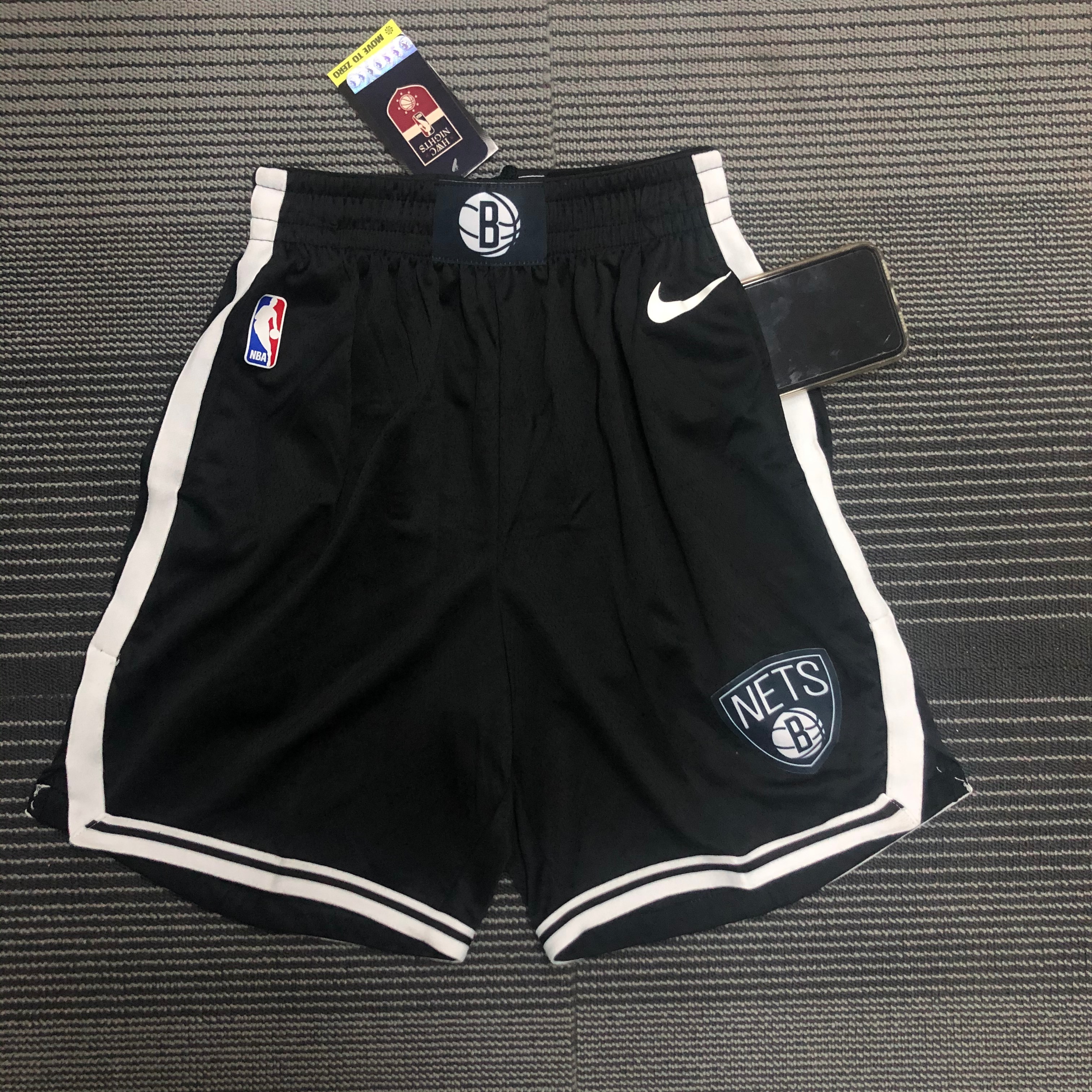 NBA Men 75th Anniversary Brooklyn Nets Black Pant High Quality Name and Number Print - leoleo123123