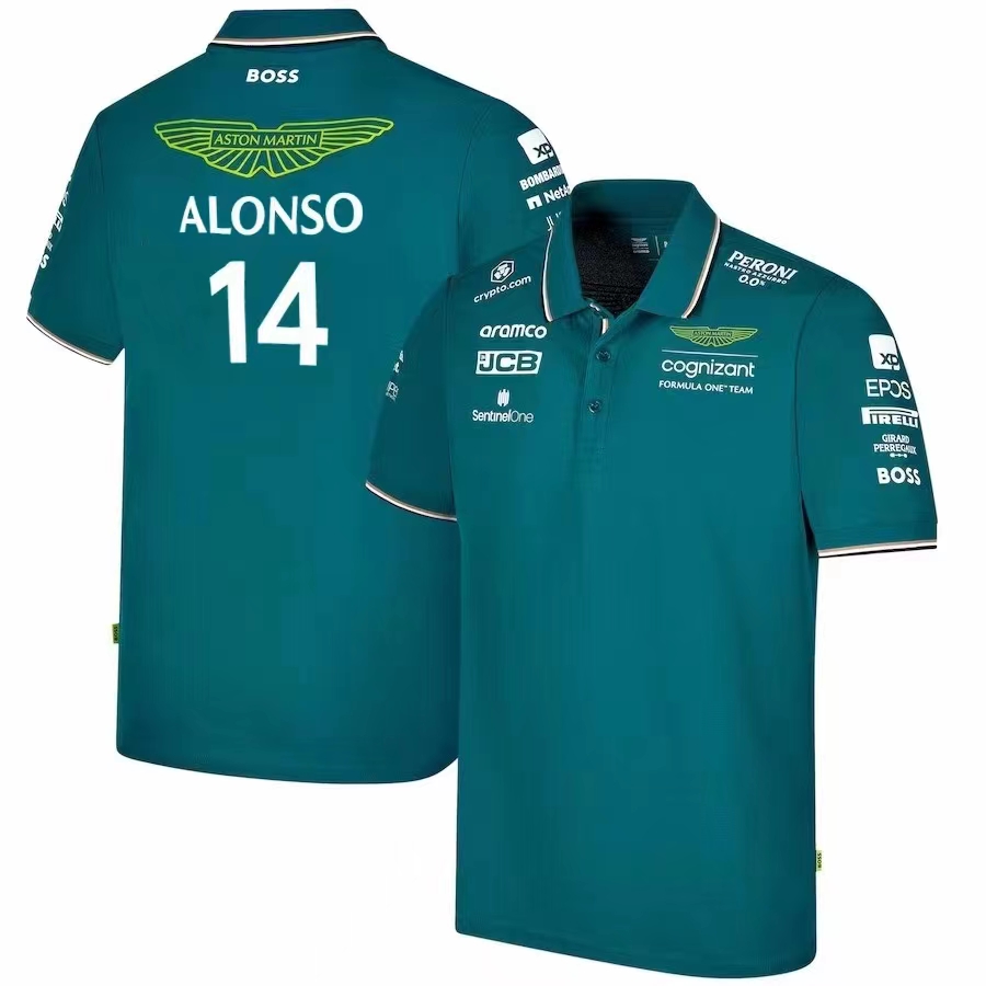 2023 Aston Martin Cognizant F1 Team Polo T-Shirt With ALONSO 14 - leoleo123123