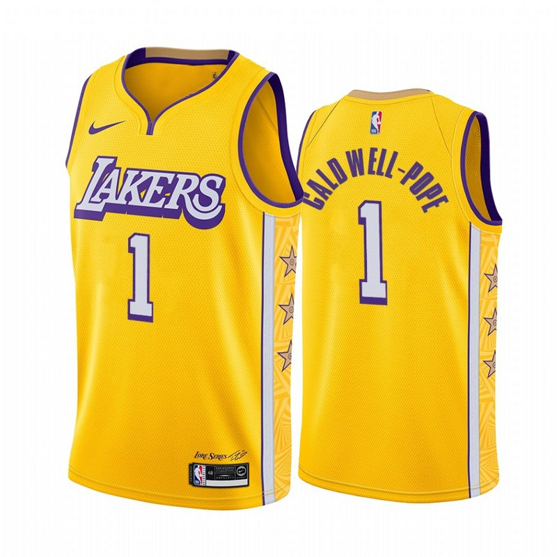 NBA Los Angeles Lakers 19-20 New Yellow #1 CALD WELL-POPE Jersey High Quality Name and Number Print - leoleo123123