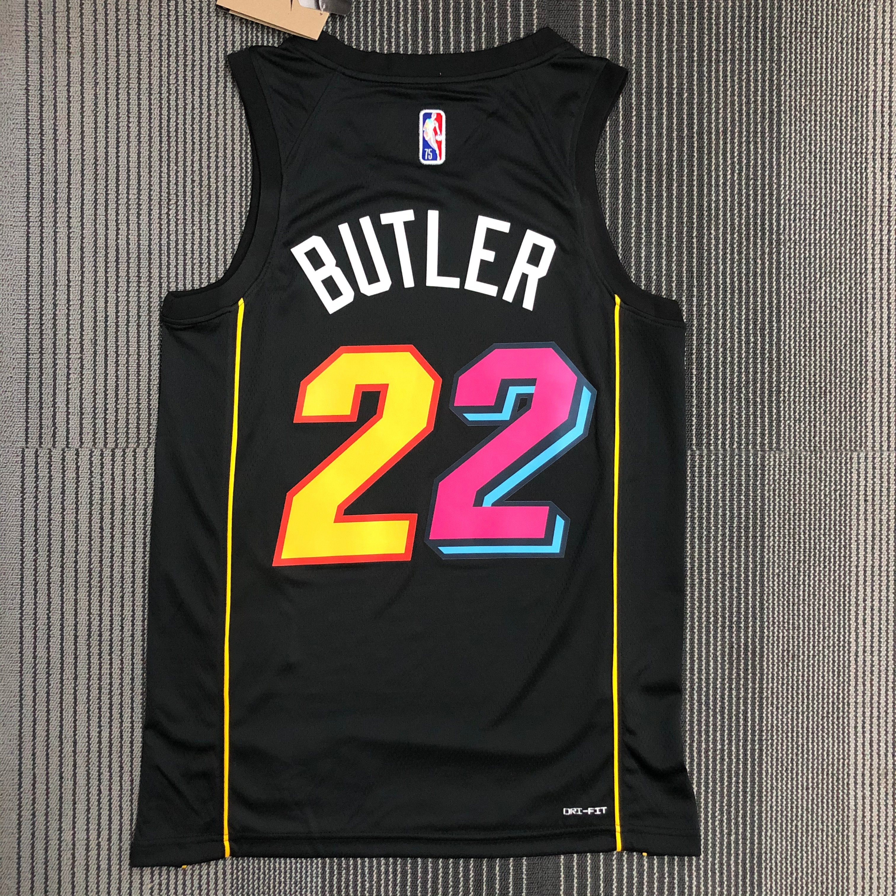 NBA Men 75th Anniversary Season 2022 Miami Heat Black #22 BUTLER Jersey High Quality Name and Number Print - leoleo123123