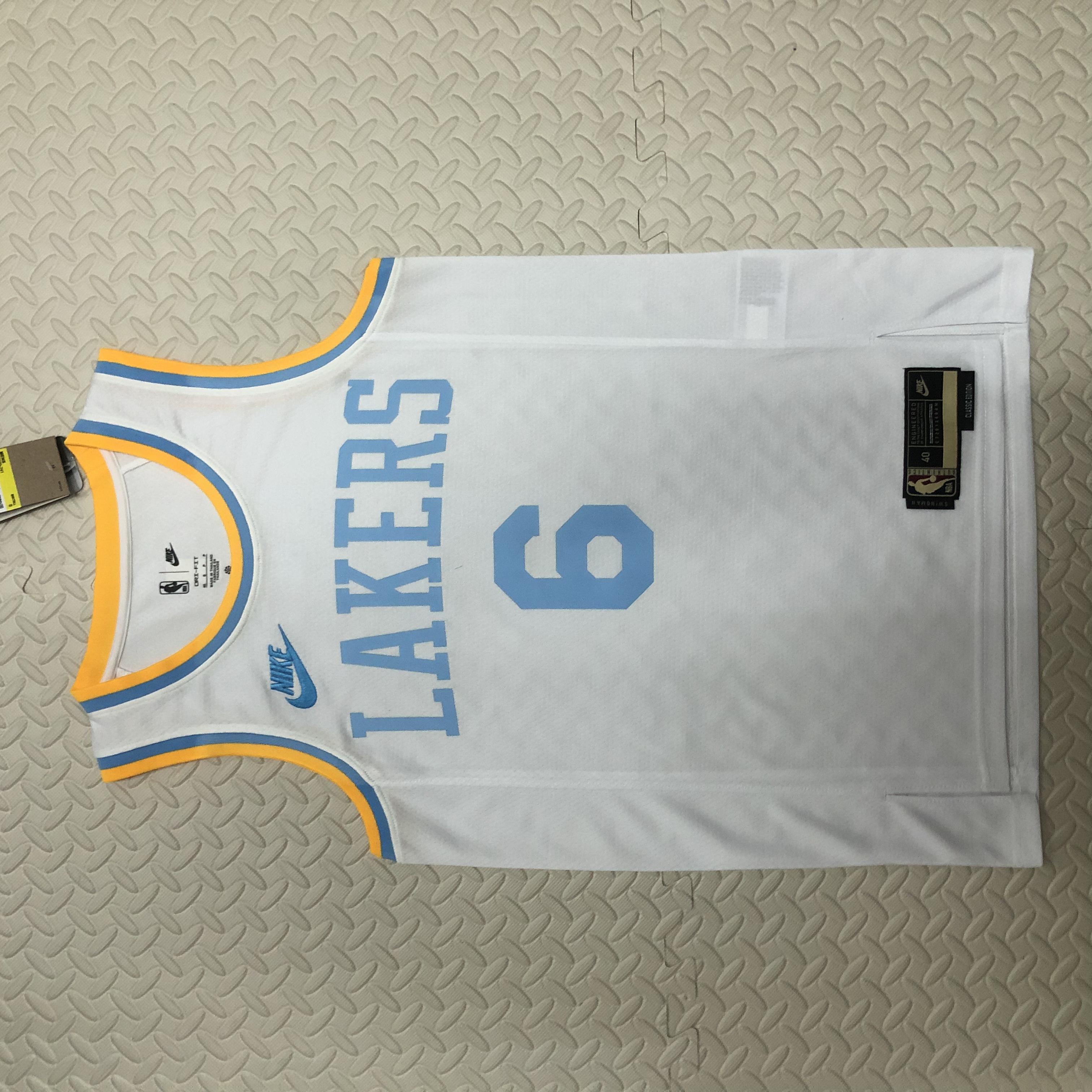 NBA Men Season 2023 Los Angeles Lakers White Retro Round Neck #6 JAMES Jersey High Quality Name and Number Print - leoleo123123