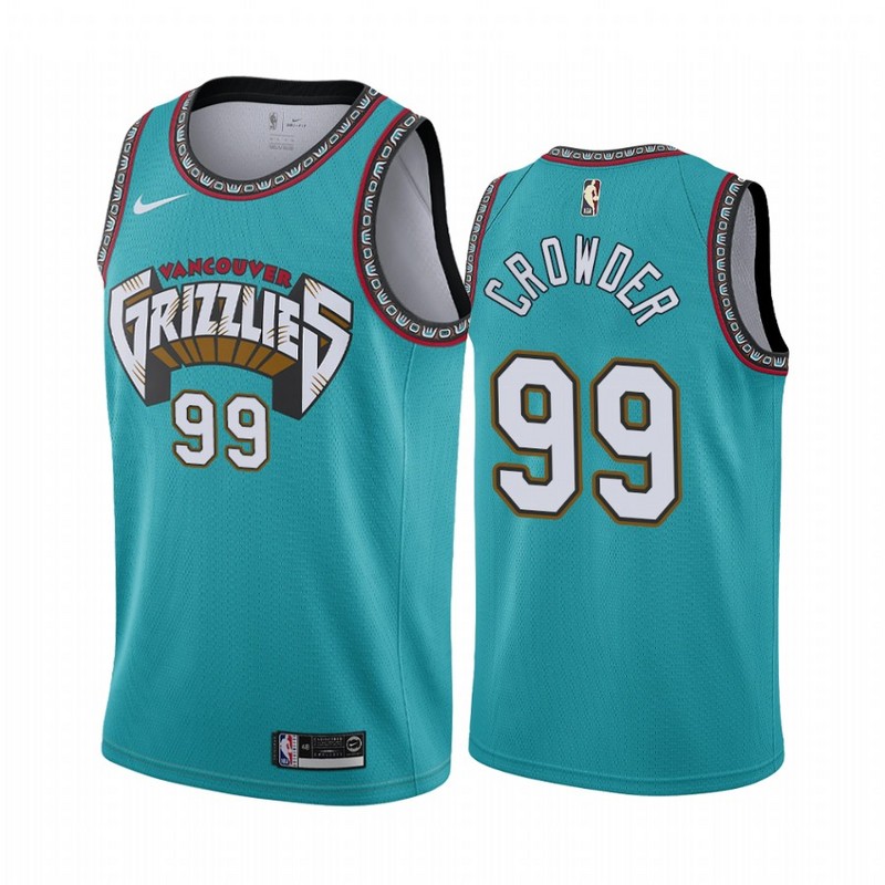 NBA Men Memphis Grizzlies Retro Green #99 CROWDER Jersey High Quality Name and Number Print - leoleo123123