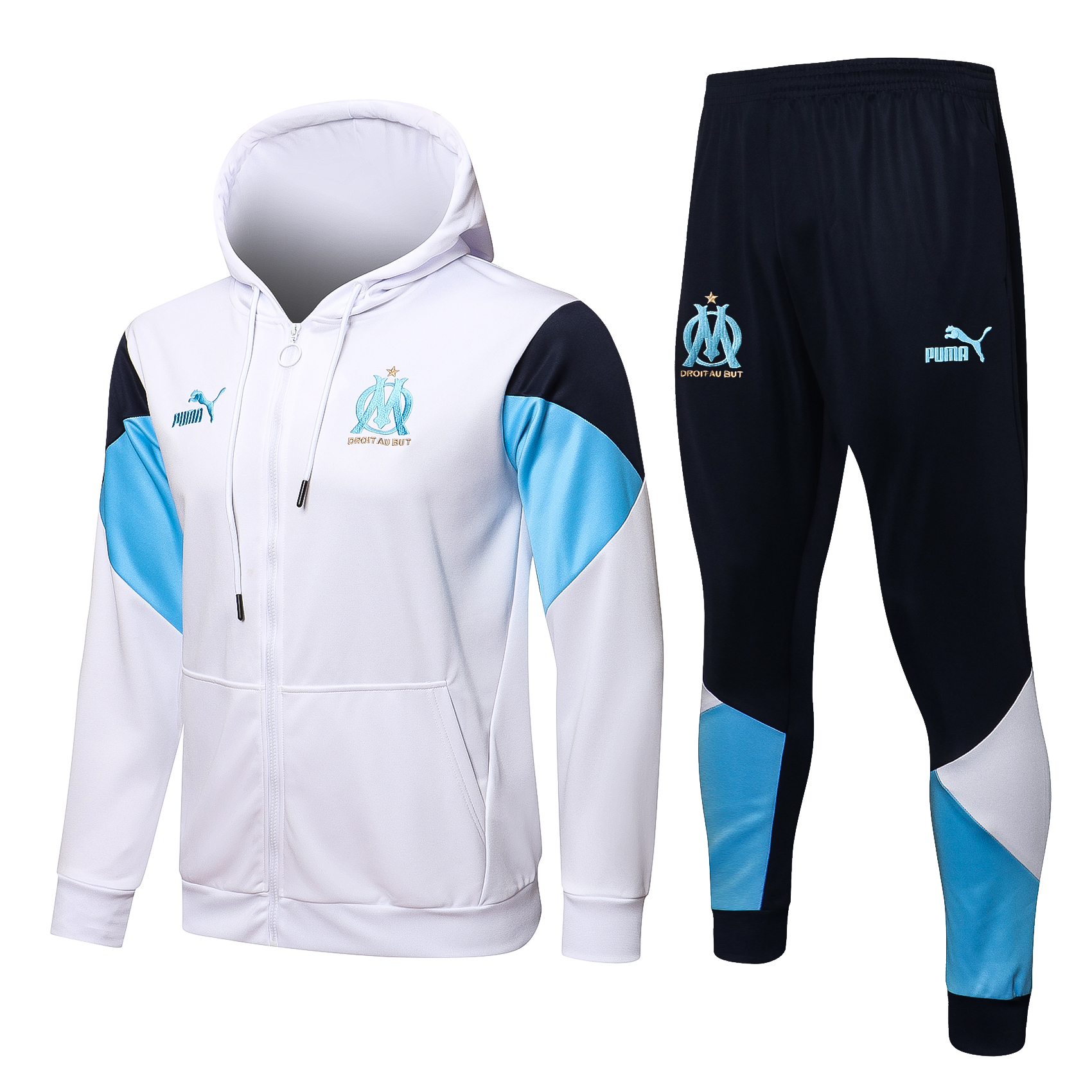 21-22 Marseille White Jacket Tracksuit with Cap Thai Quality - leoleo123123
