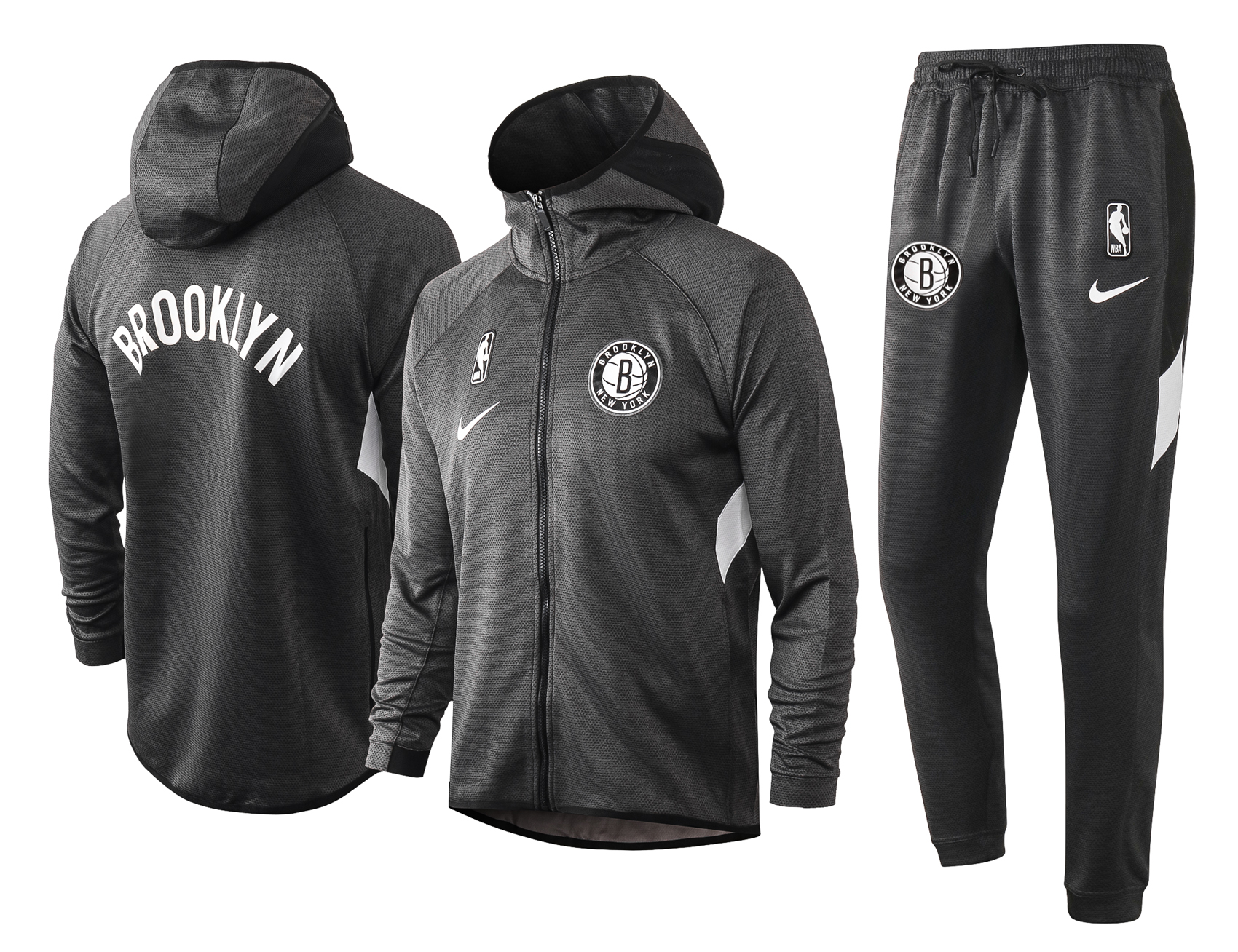 NBA Brooklyn Nets Dark Grey with Cap Jacket Tracksuit High Quality - leoleo123123
