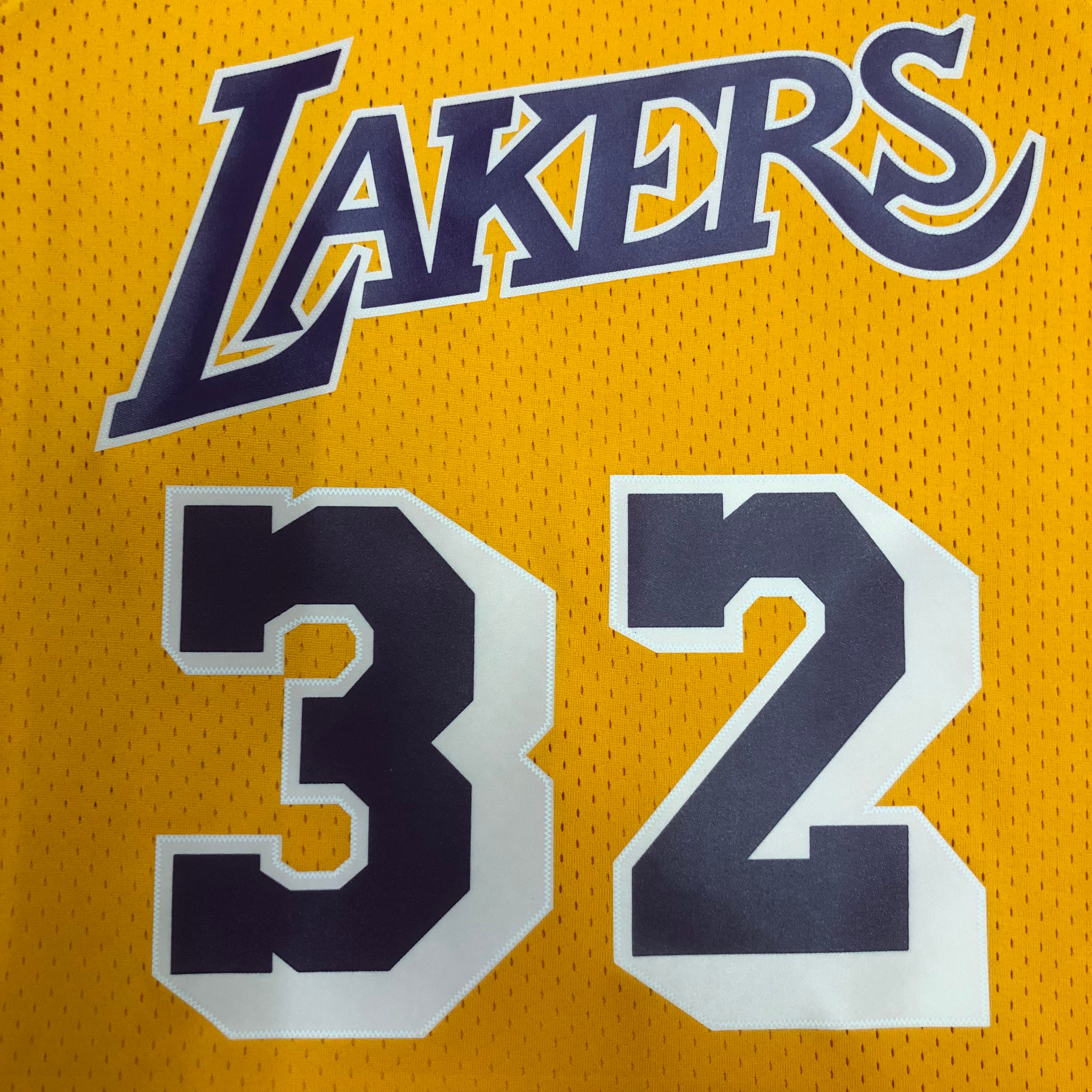 NBA Men Season 84-85 Los Angeles Lakers Yellow #32 JOHNSON Jersey High Quality Name and Number Print - leoleo123123