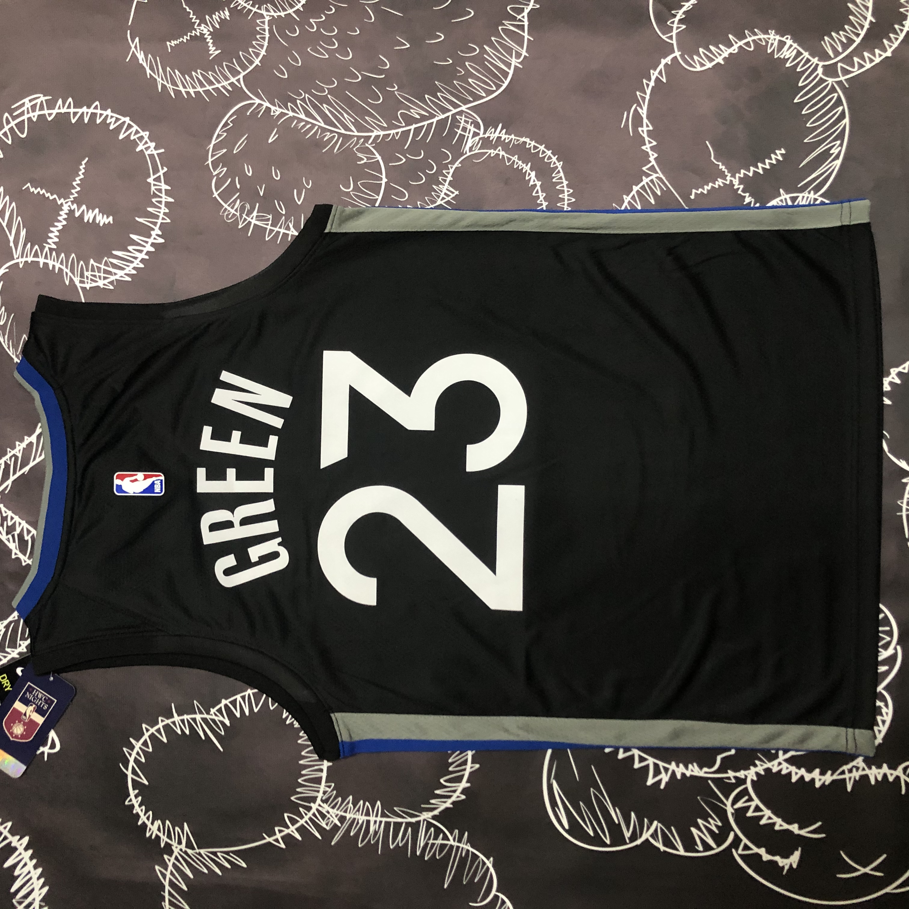 NBA Men Season 2020 Golden State Warriors Black Grey #23 GREEN Jersey High Quality Name and Number Print - leoleo123123