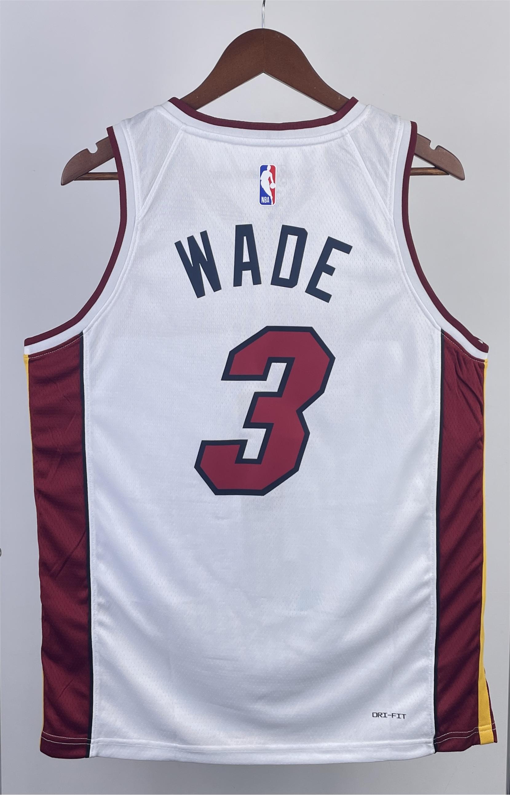NBA Men Season 2023 Miami Heat White #3 WADE Jersey High Quality Name and Number Print - leoleo123123
