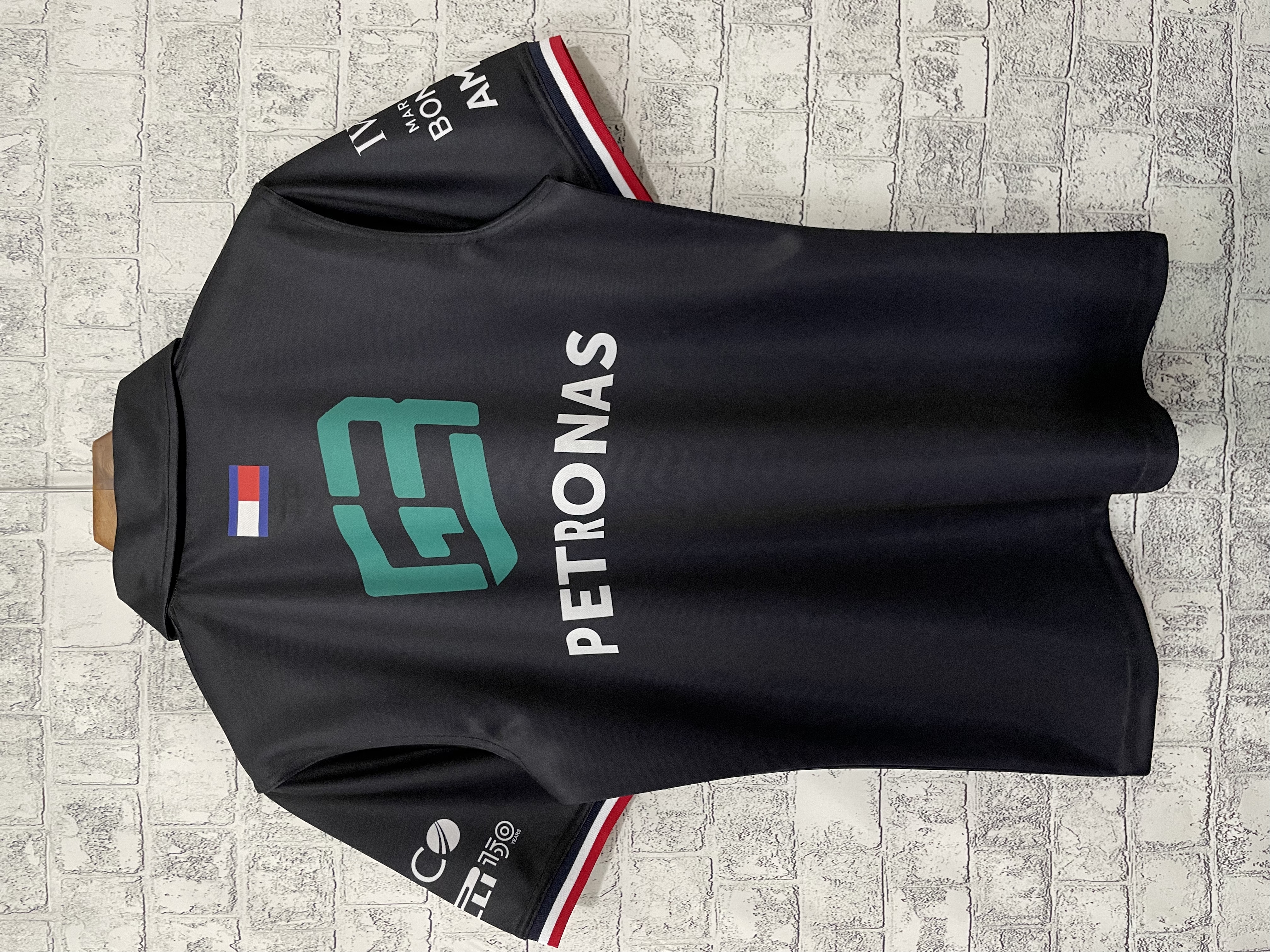 2023 Mercedes F1 Team POLO T-Shirt Black with number 66 - leoleo123123