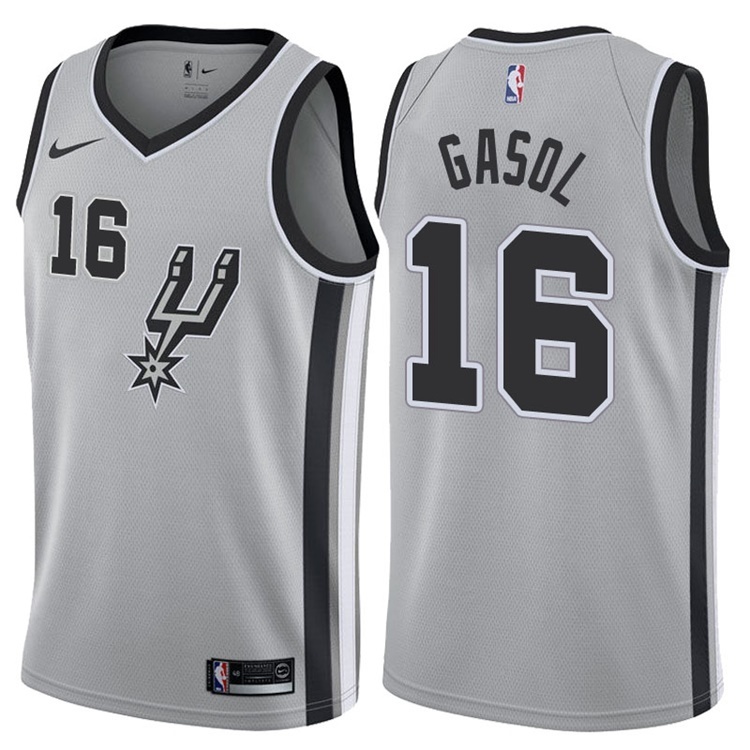 NBA Men San Antonio Spurs Grey #16 GASOL Jersey High Quality Name and Number Print - leoleo123123