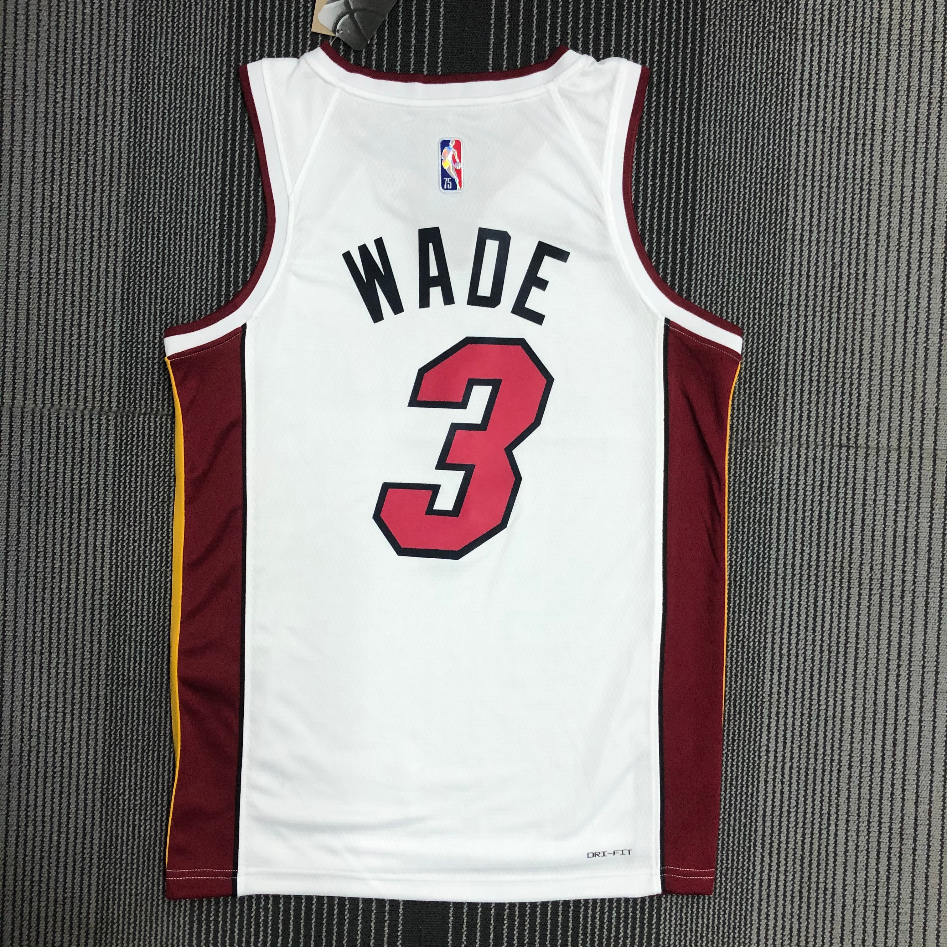 NBA Men 75th Anniversary Miami Heat White #3 WADE Jersey High Quality Name and Number Print - leoleo123123