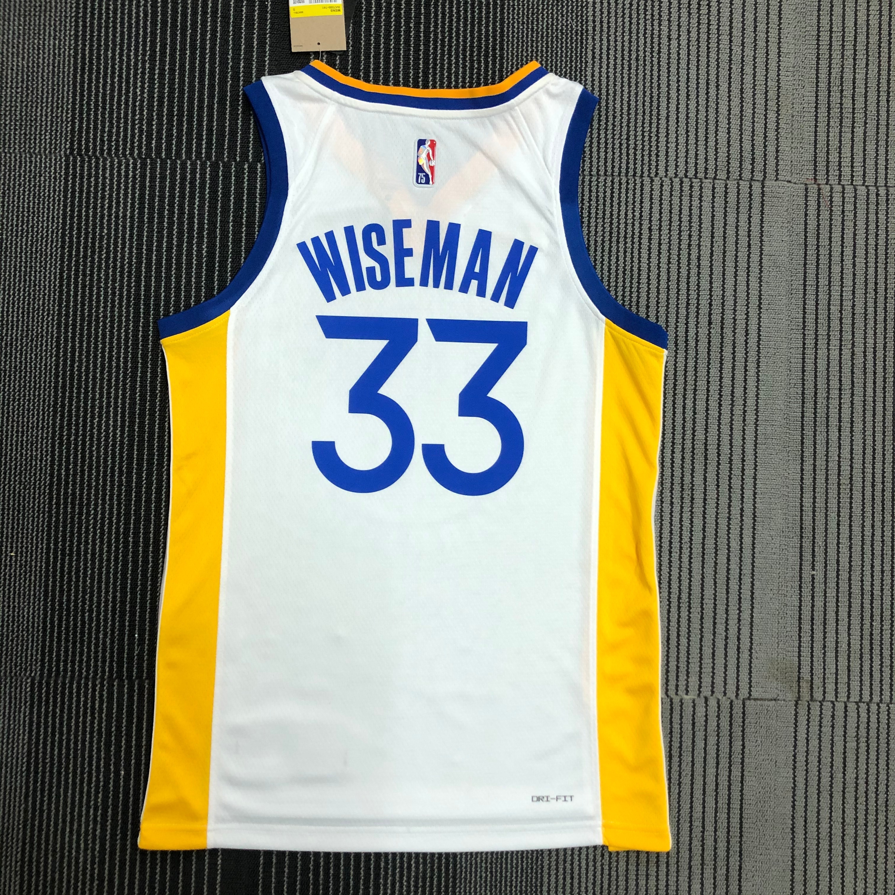 NBA Men 75th Anniversary Golden State Warriors White V-neck #33 WISEMAN Jersey High Quality Name and Number Print - leoleo123123
