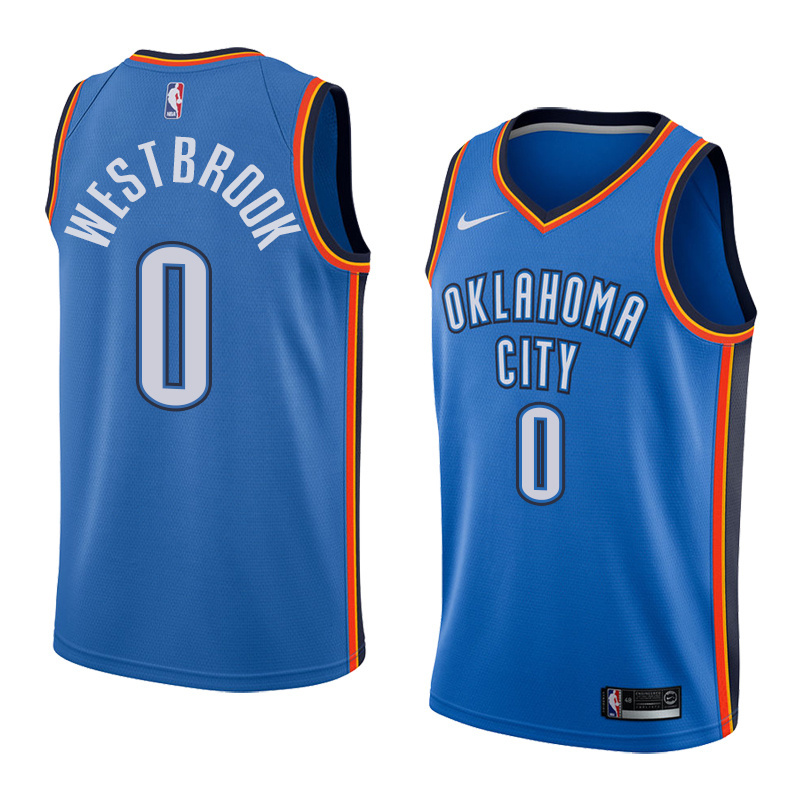 NBA Men Oklahoma City Thunder Blue #0 WESTBROOK Jersey High Quality Name and Number Print - leoleo123123