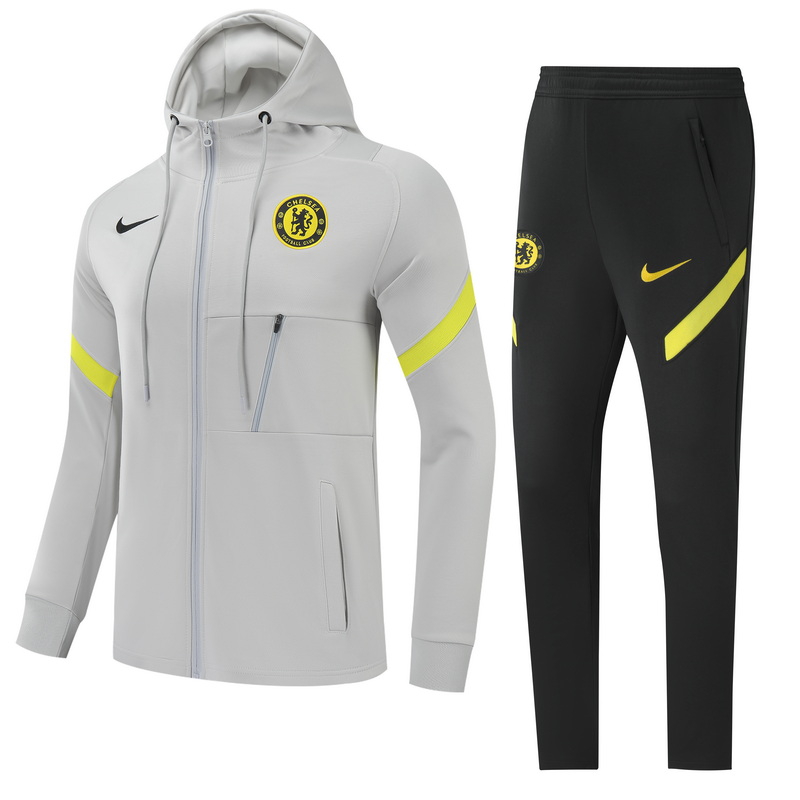 21/22 Chelsea Light Grey Jacket Tracksuit with Cap Thai Quality - leoleo123123
