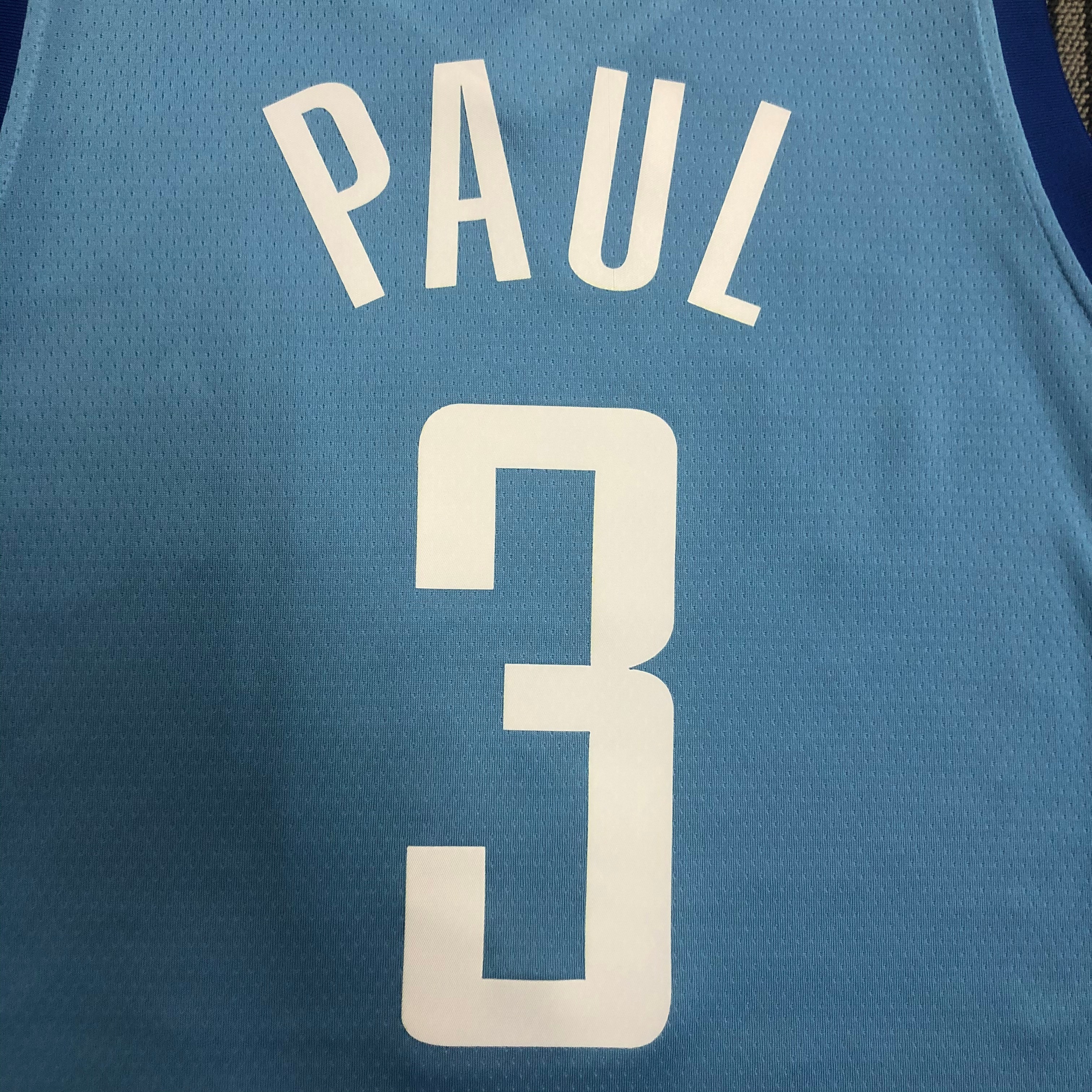 NBA Men Season 2021 Houston Rockets Light Blue City #3 PAUL Jersey High Quality Name and Number Print - leoleo123123
