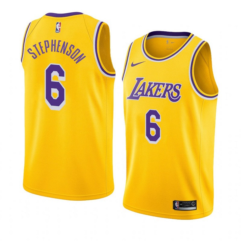 NBA Men Los Angeles Lakers Retro Yellow Round Neck #6 STEPHENSON Jersey High Quality Name and Number Print - leoleo123123