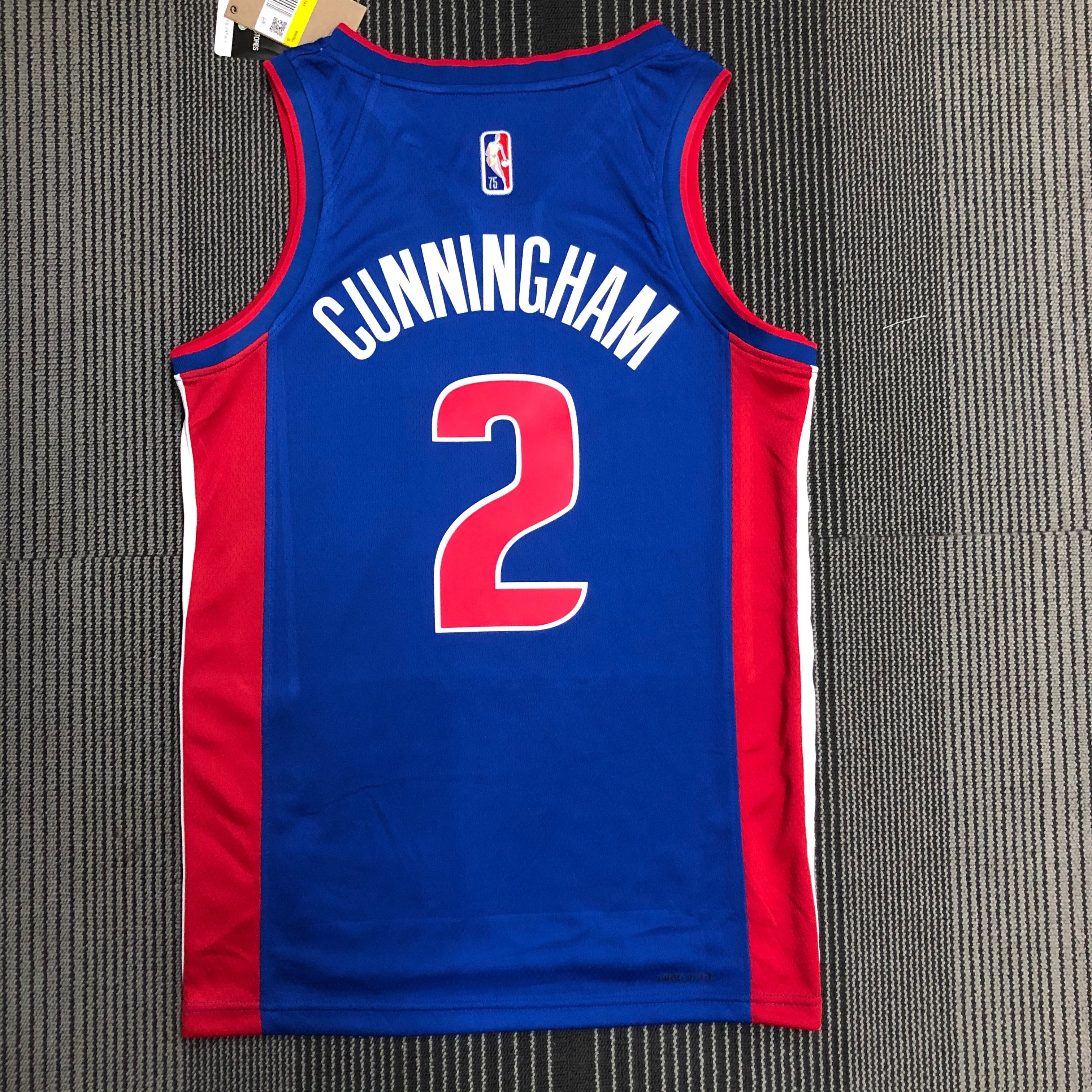 NBA 75th Anniversary Detroit Pistons Blue #2 CUNNINGHAM Jersey High Quality Name and Number Print - leoleo123123