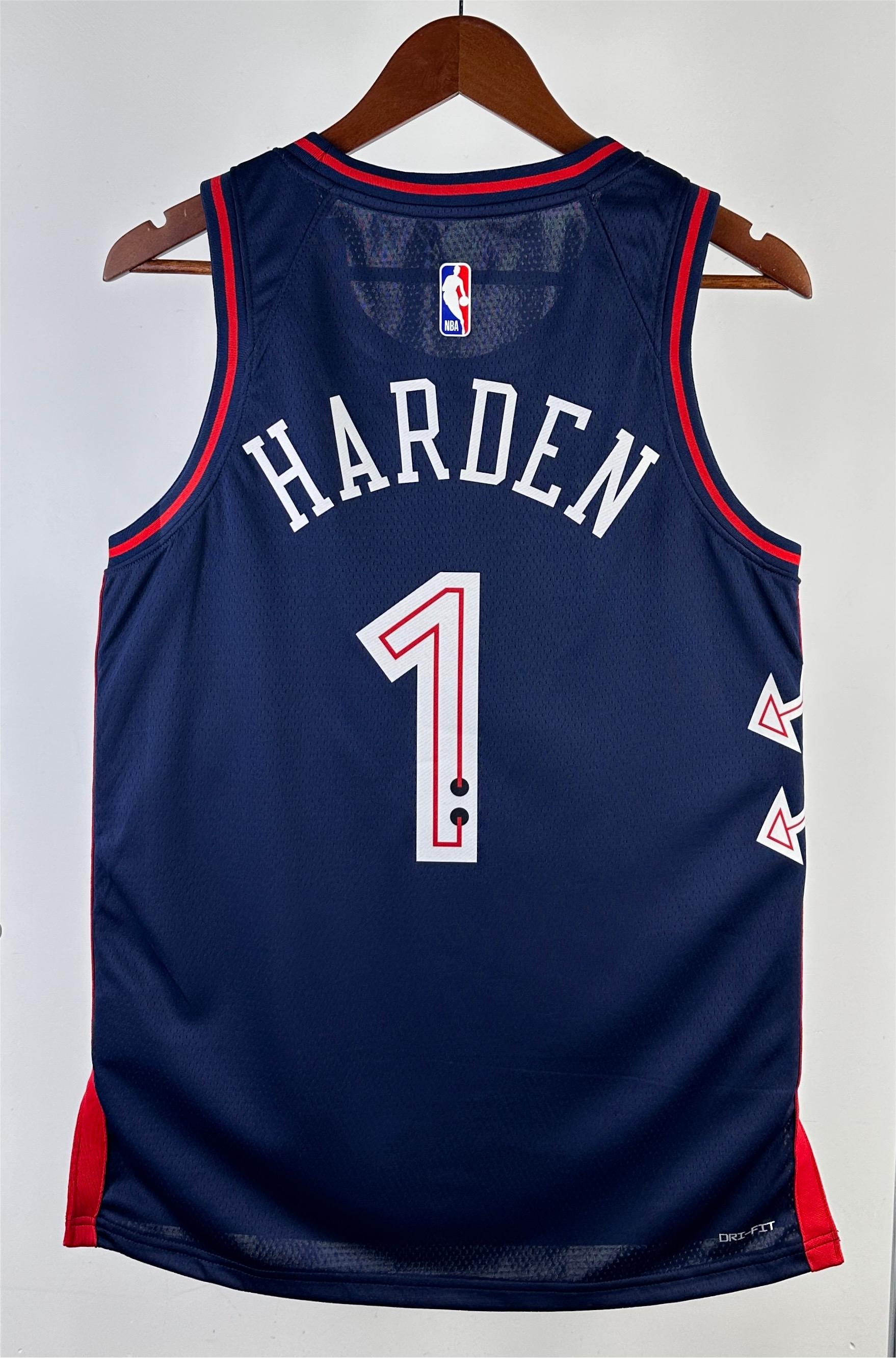 NBA Men 2024 Philadelphia 76ers Navy City Edition #1 HARDEN Swingman Jersey - leoleo123123