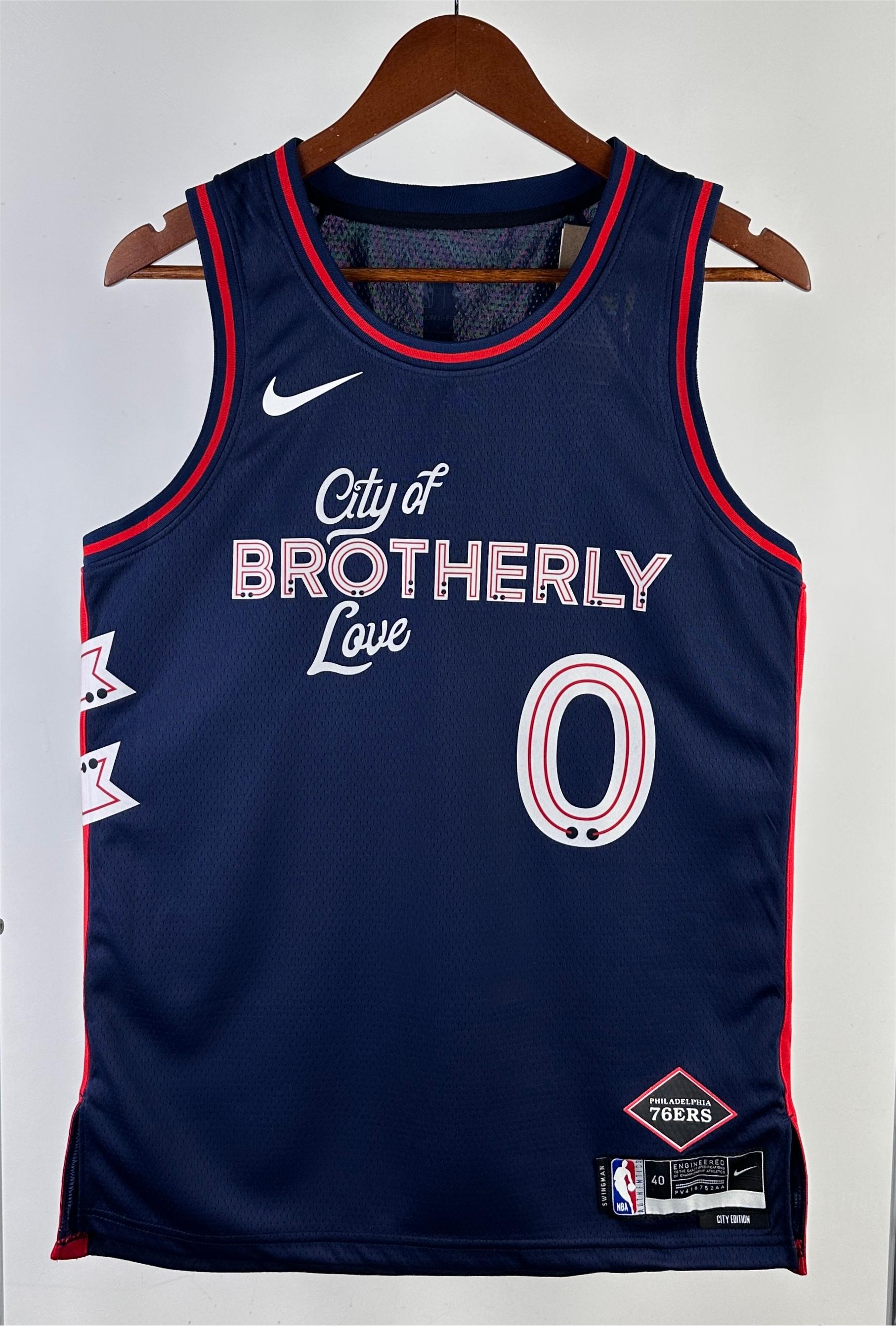 NBA Men 2024 Philadelphia 76ers Navy City Edition #0 MAXEY Swingman Jersey - leoleo123123