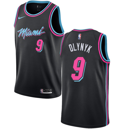 NBA Men Miami Heat Black City #9 OLYNYK Jersey High Quality Name and Number Print - leoleo123123