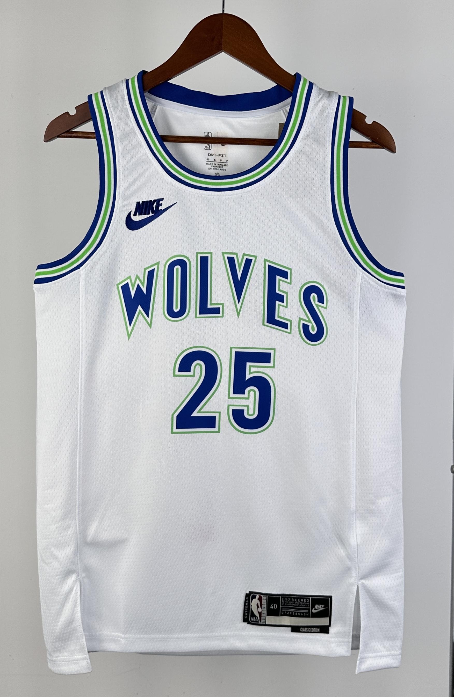 NBA Men 2024 Minnesota Timberwolves Retro White #25 ROSE Jersey High Quality Name and Number Print - leoleo123123