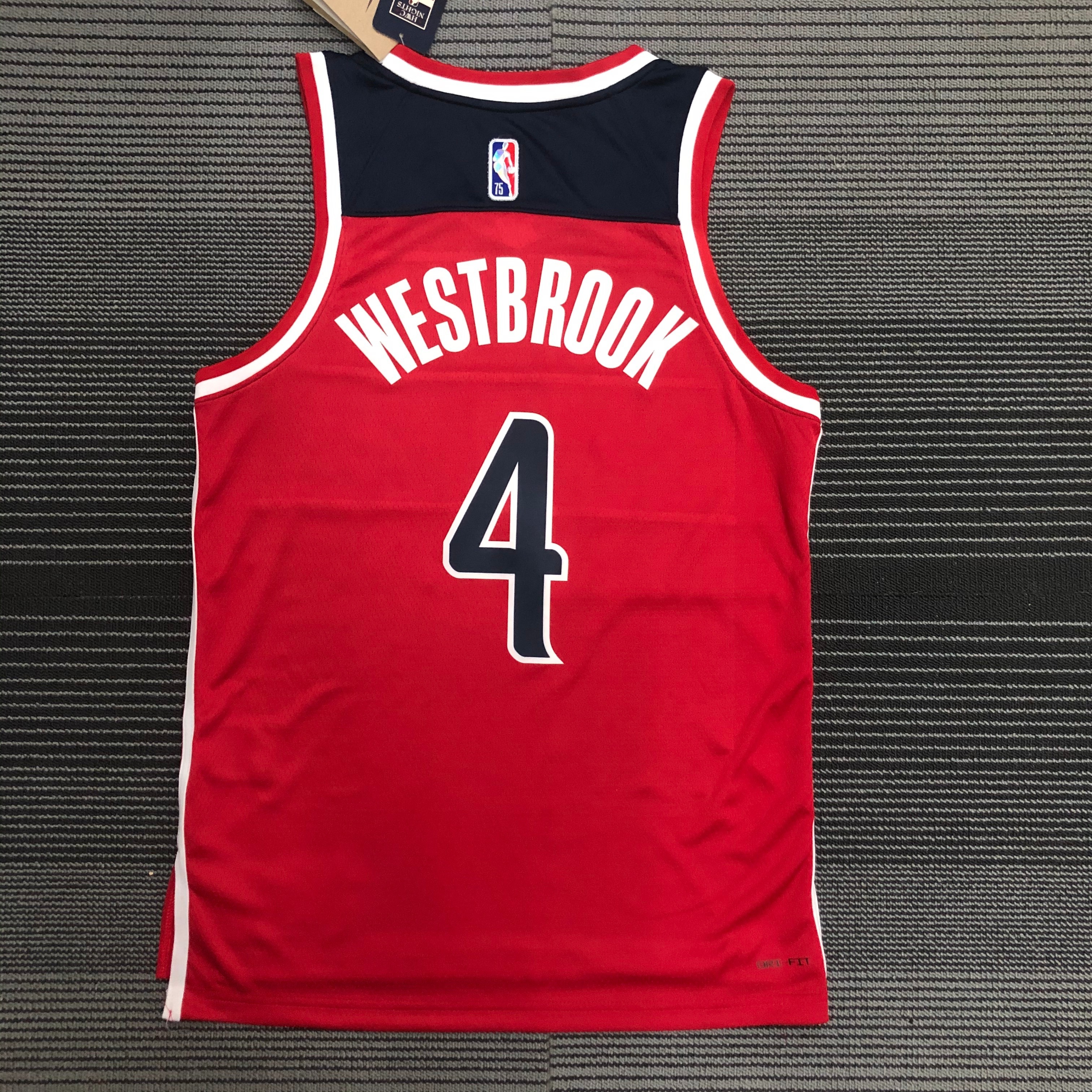 NBA 75th Anniversary Men Washington Wizards Red #4 WESTBROOK Jersey High Quality Name and Number Print - leoleo123123