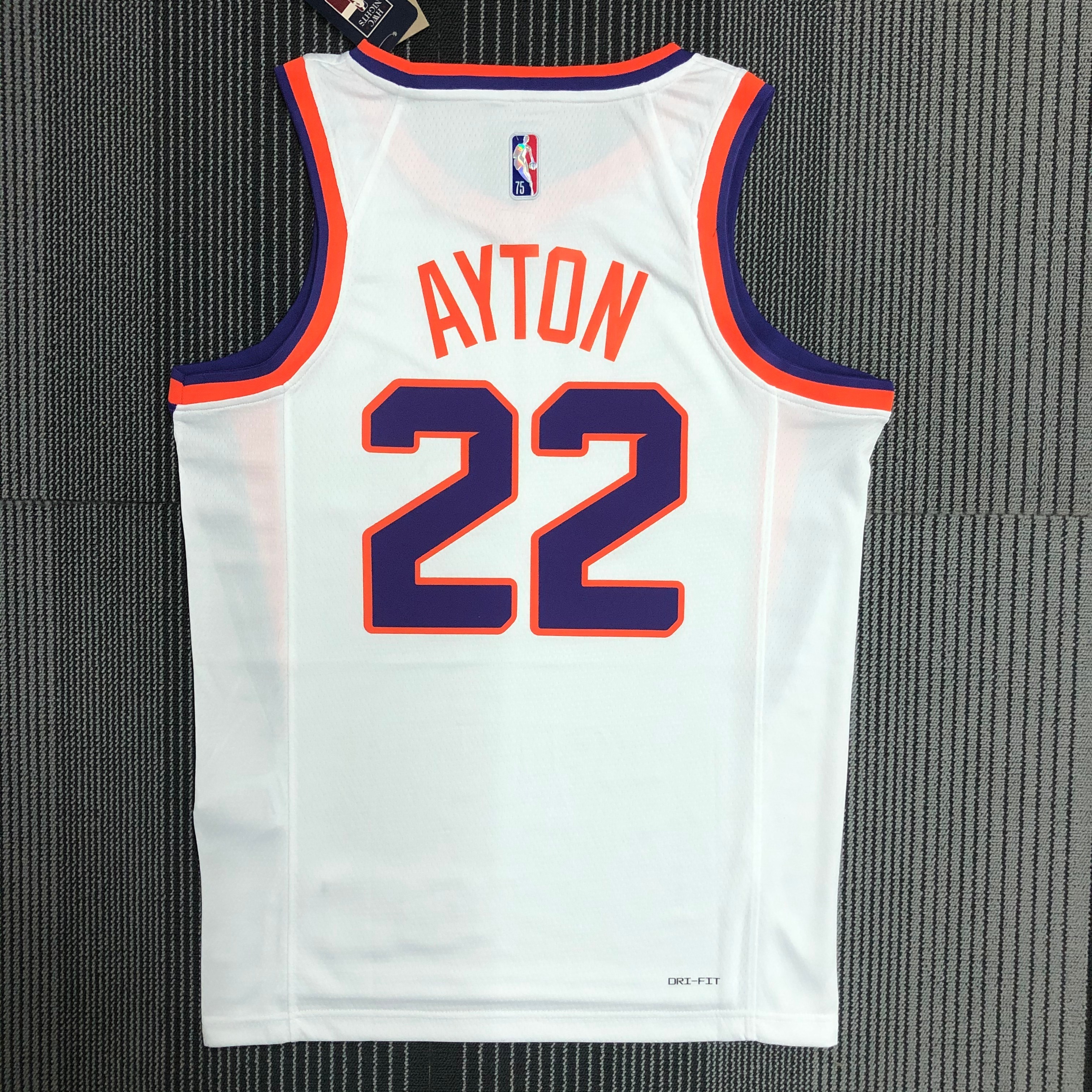 NBA Men 75 Anniversary Phoenix Suns White #22 AYTON Jersey High Quality Name and Number Print - leoleo123123