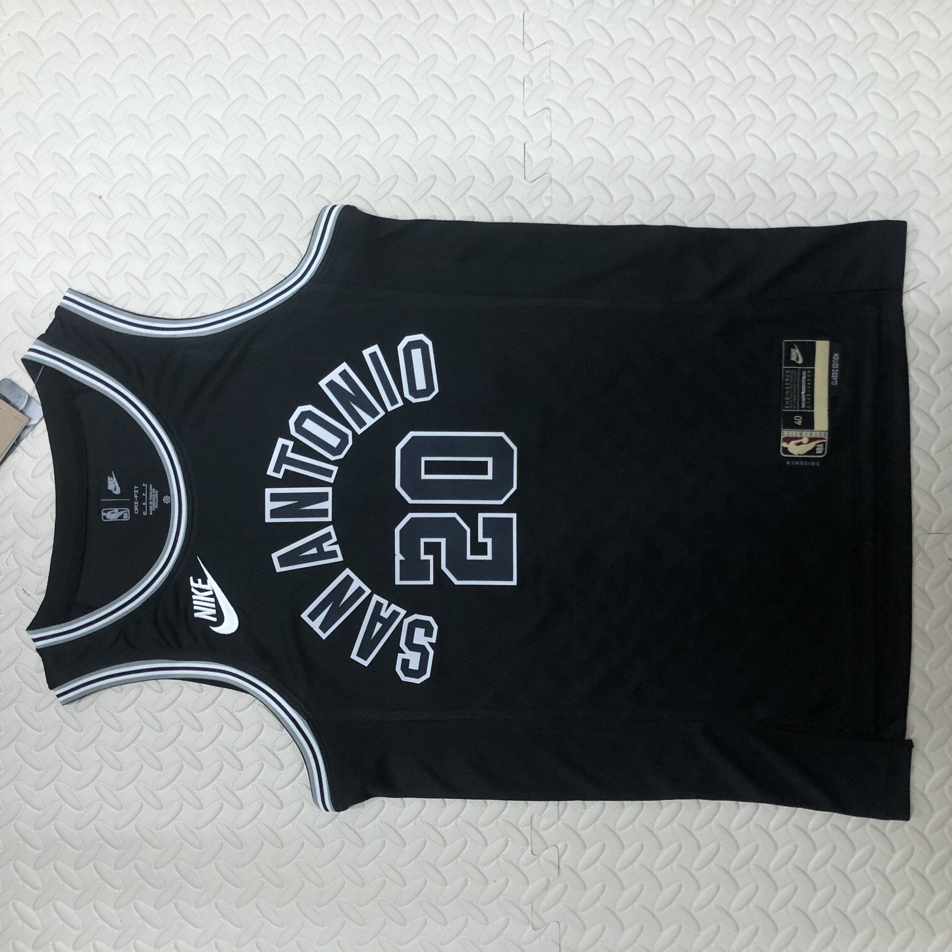 NBA Men Season 2023 San Antonio Spurs Black Retro #20 GINOBILI Jersey High Quality Name and Number Print - leoleo123123